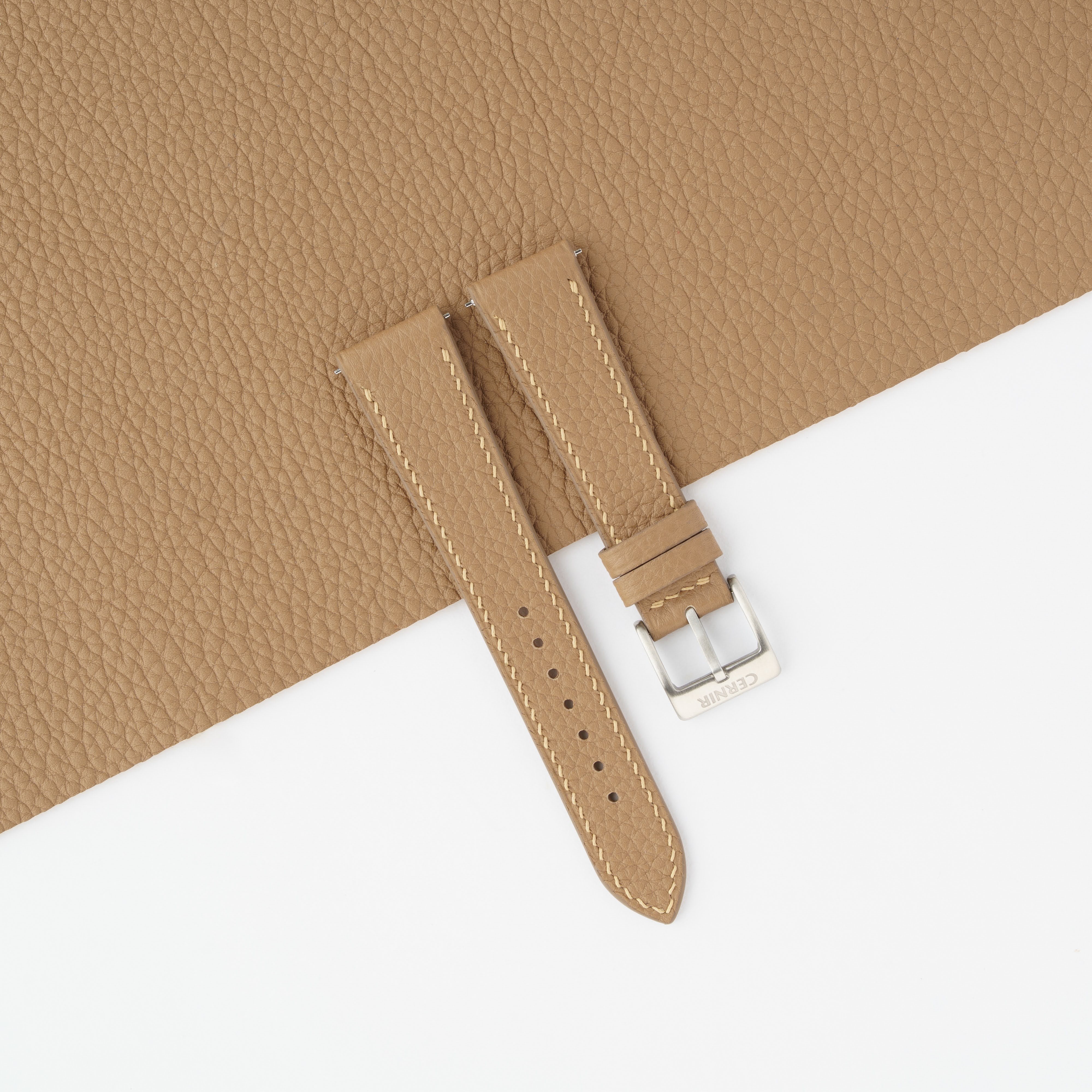 Beige Togo Leather Slim Watch Strap