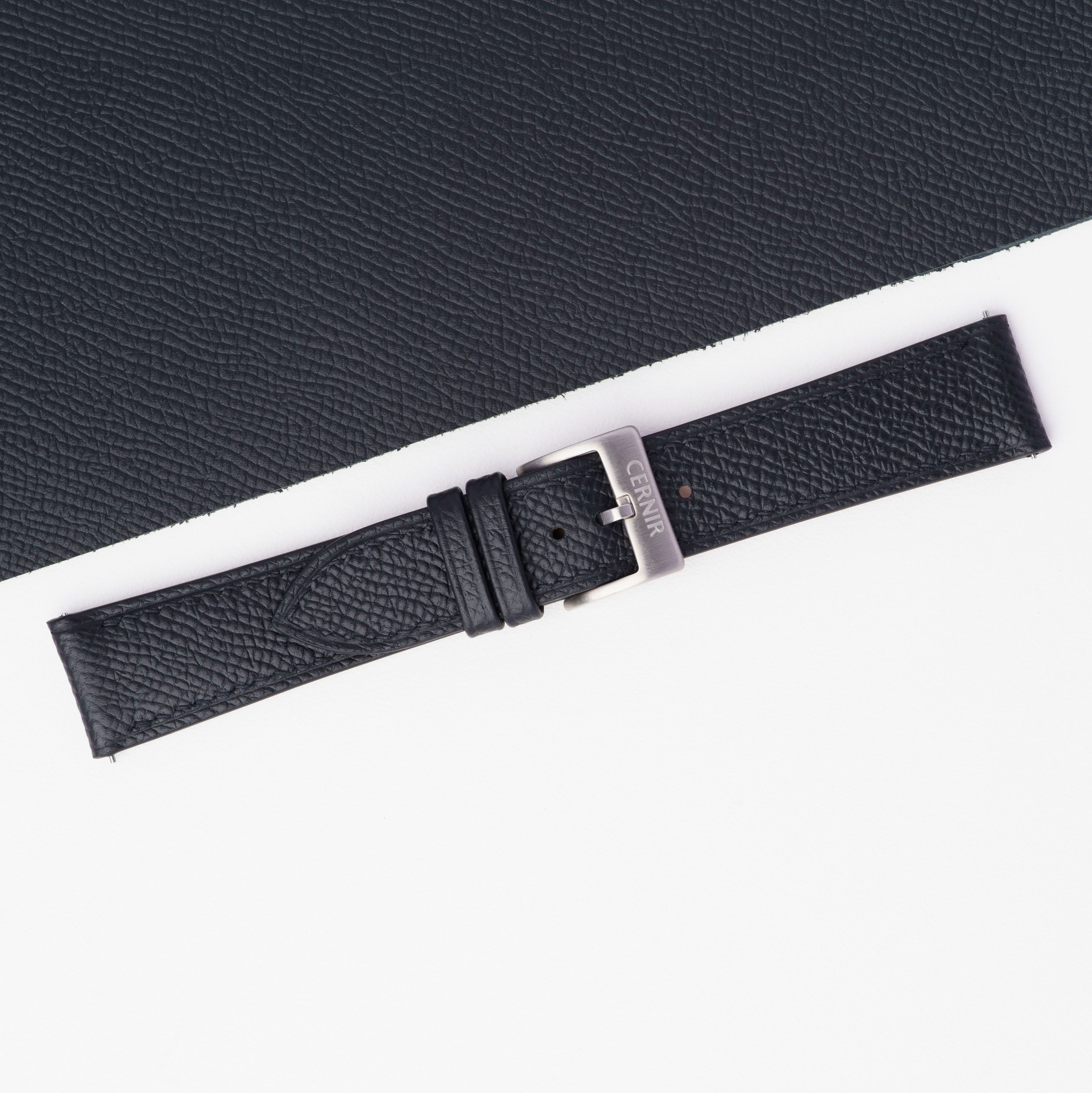 Black Epsom Leather Slim Watch Strap