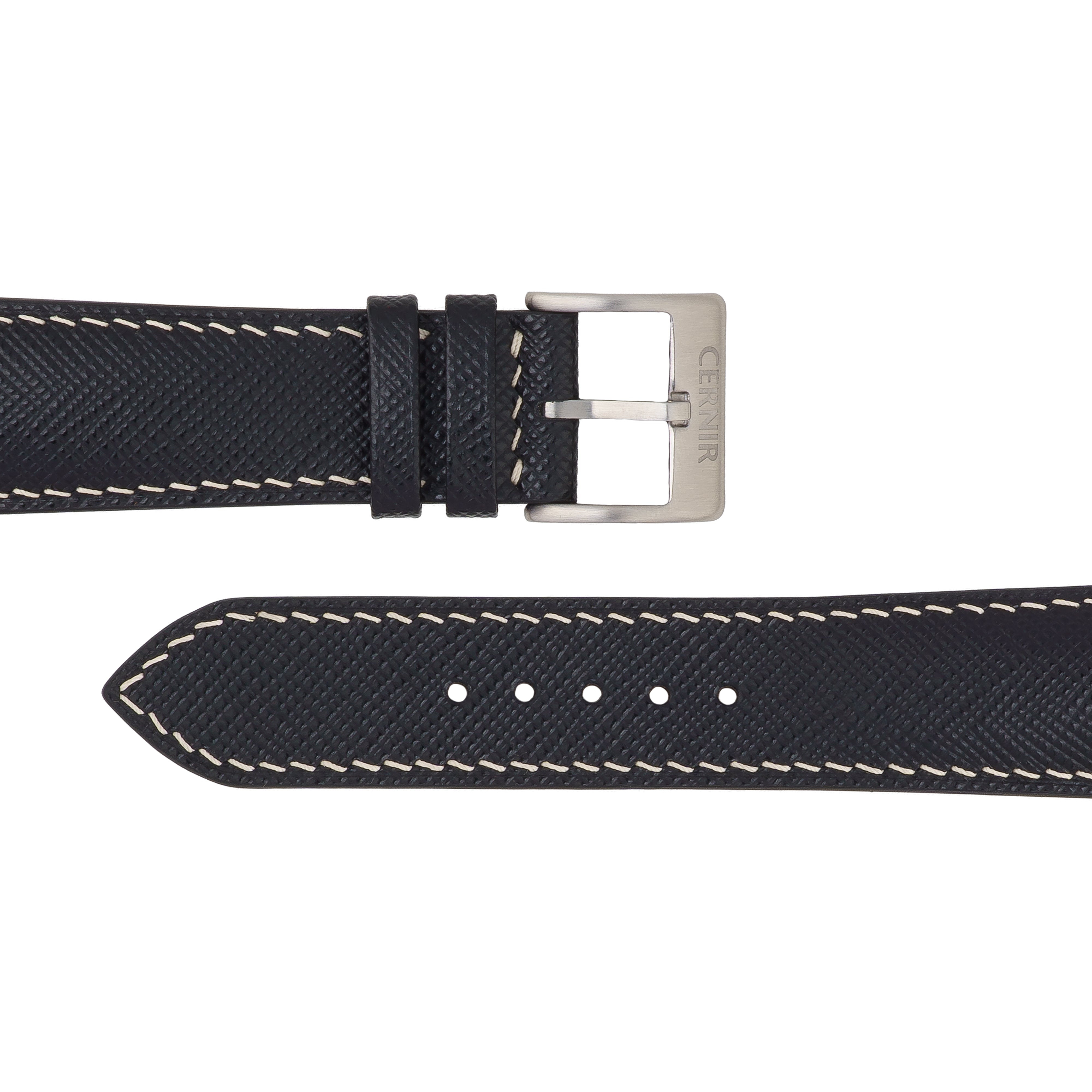 Black Saffiano Leather Padded Watch Strap