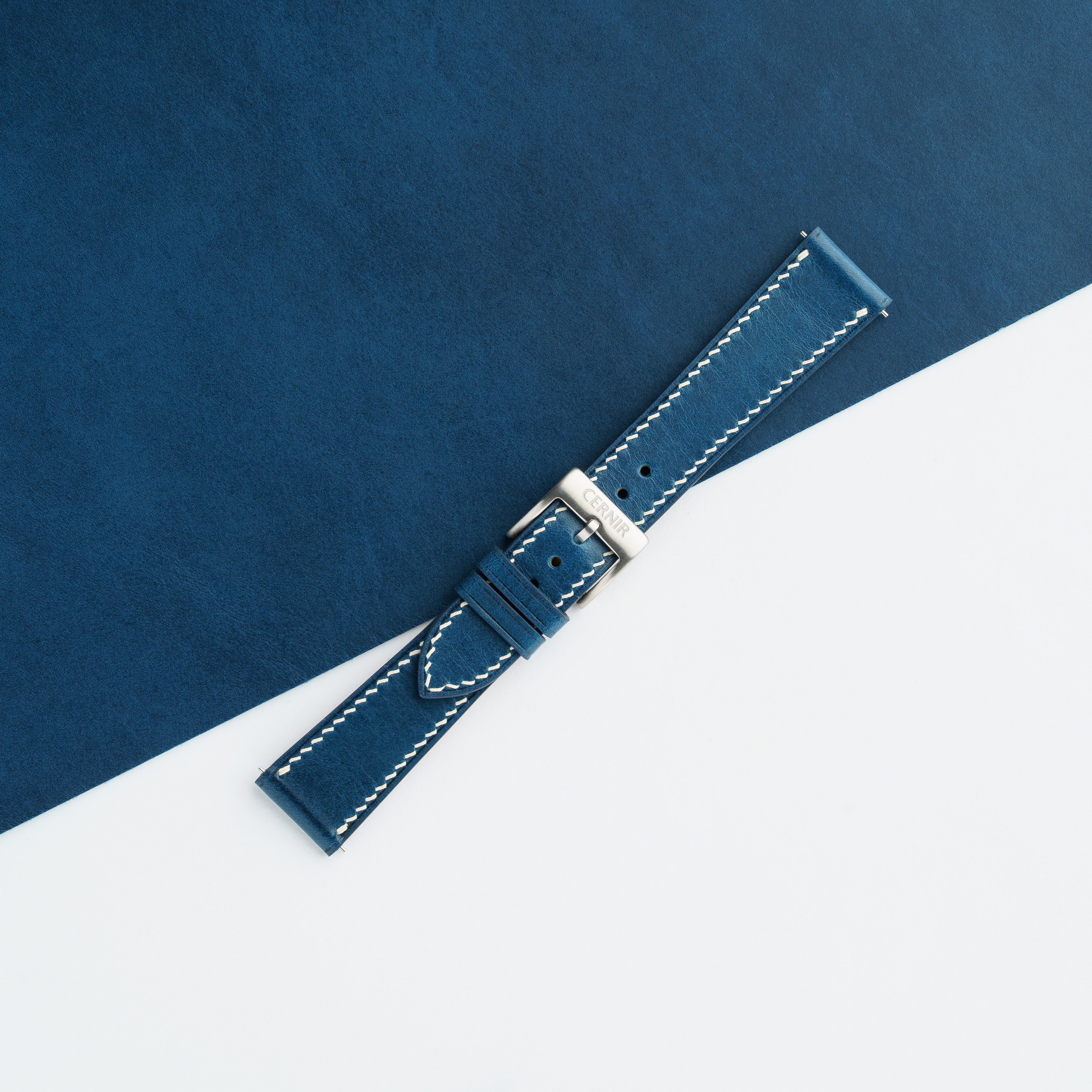 Blue Buttero Leather Slim Watch Strap