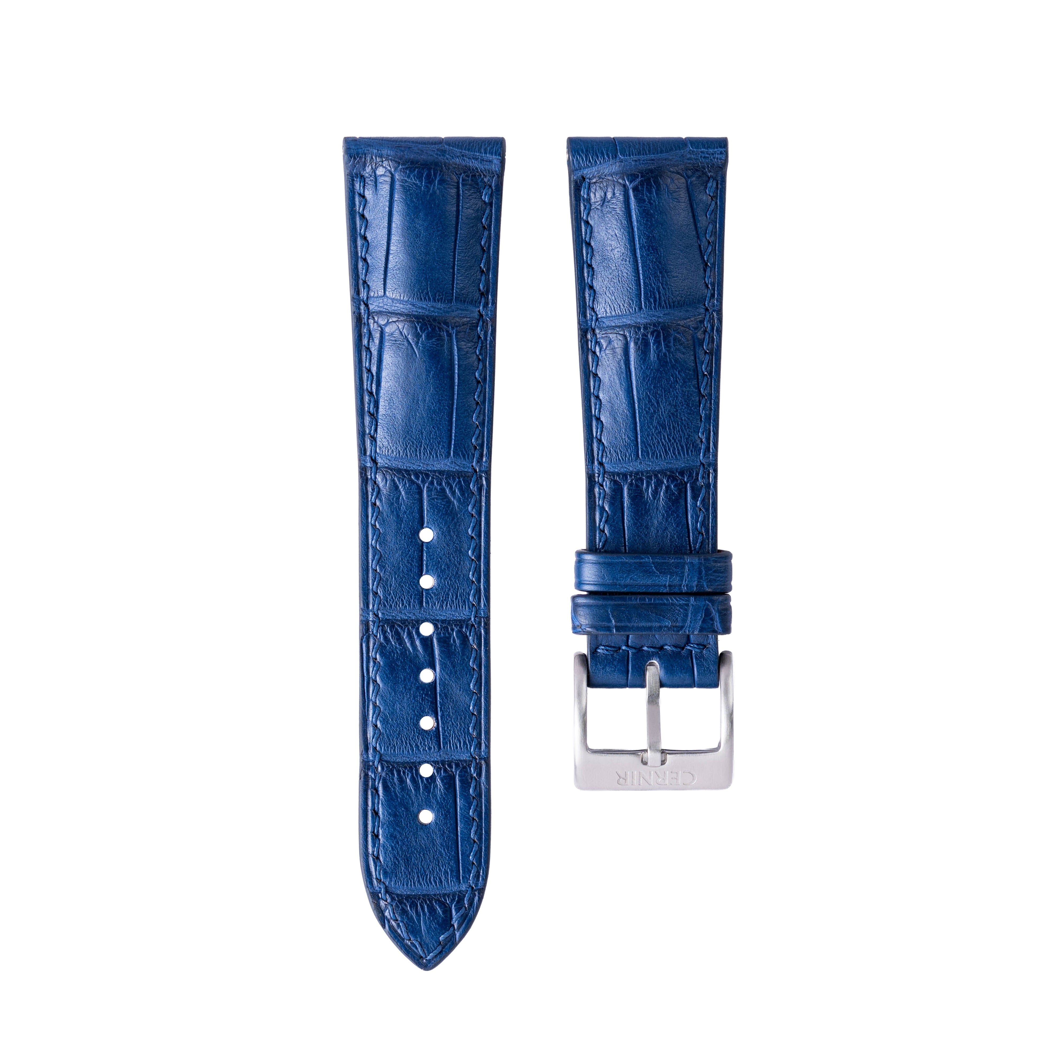 Blue Alligator Leather Padded Watch Strap