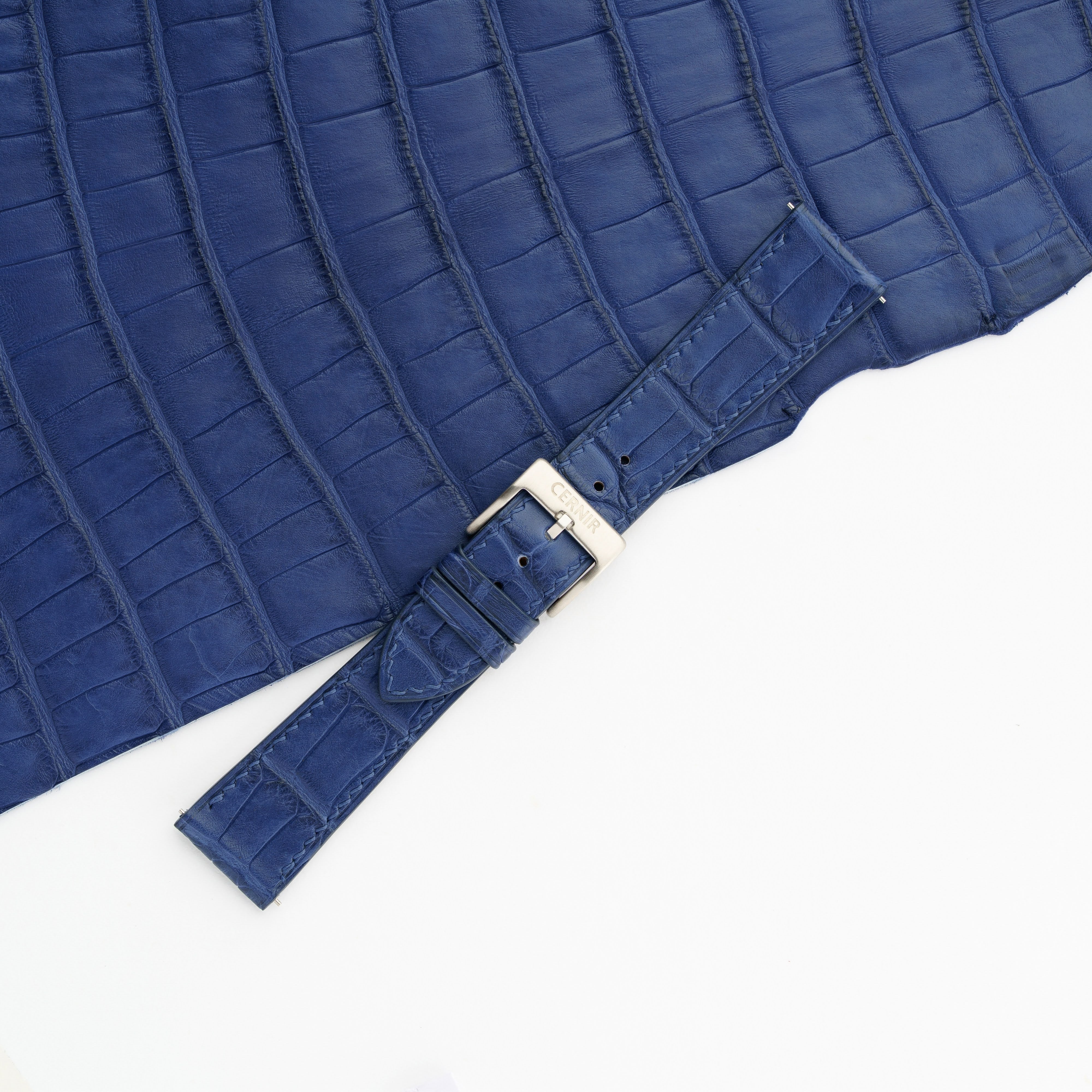 Blue Alligator Leather Slim Watch Strap