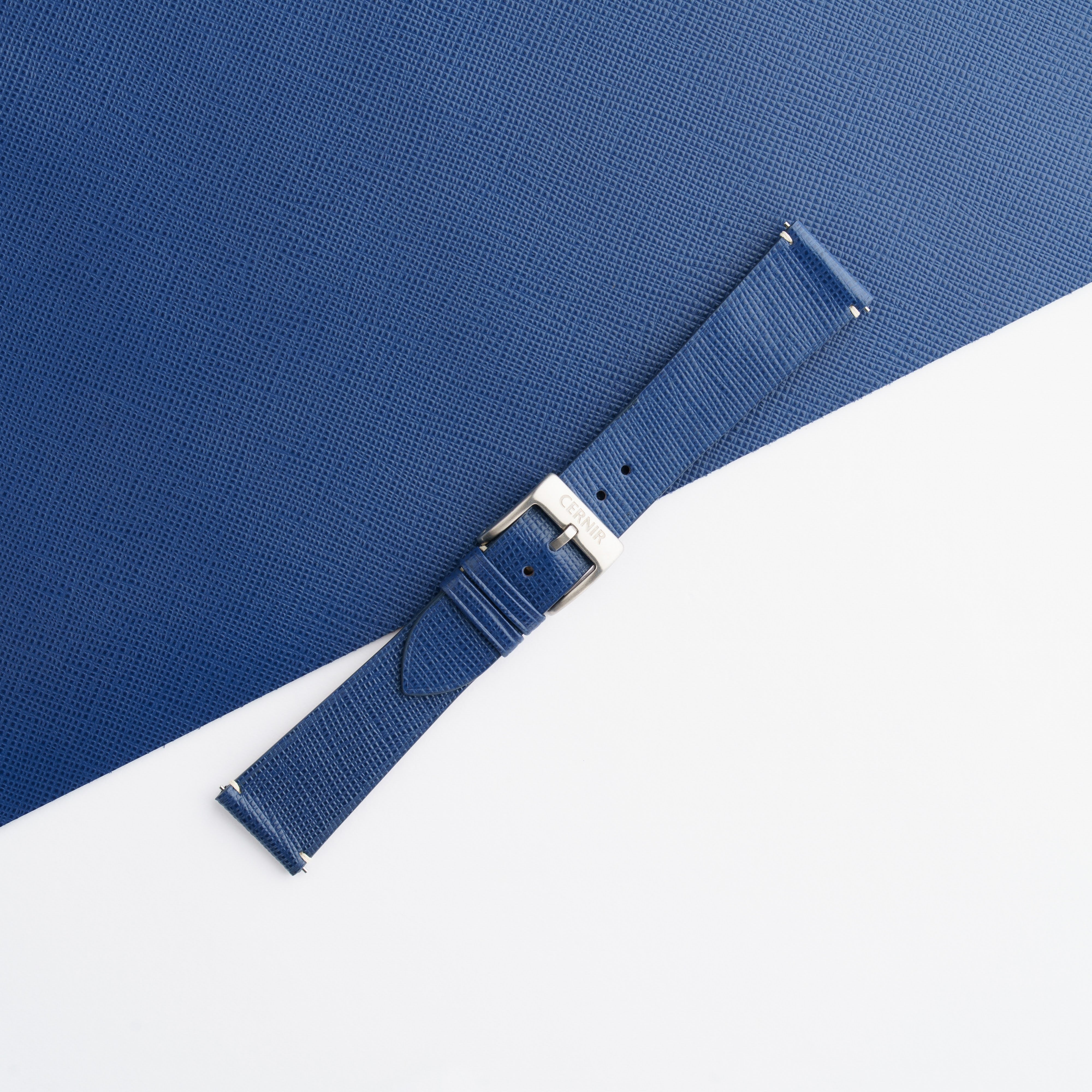 Blue Saffiano Leather Stitchless Watch Strap