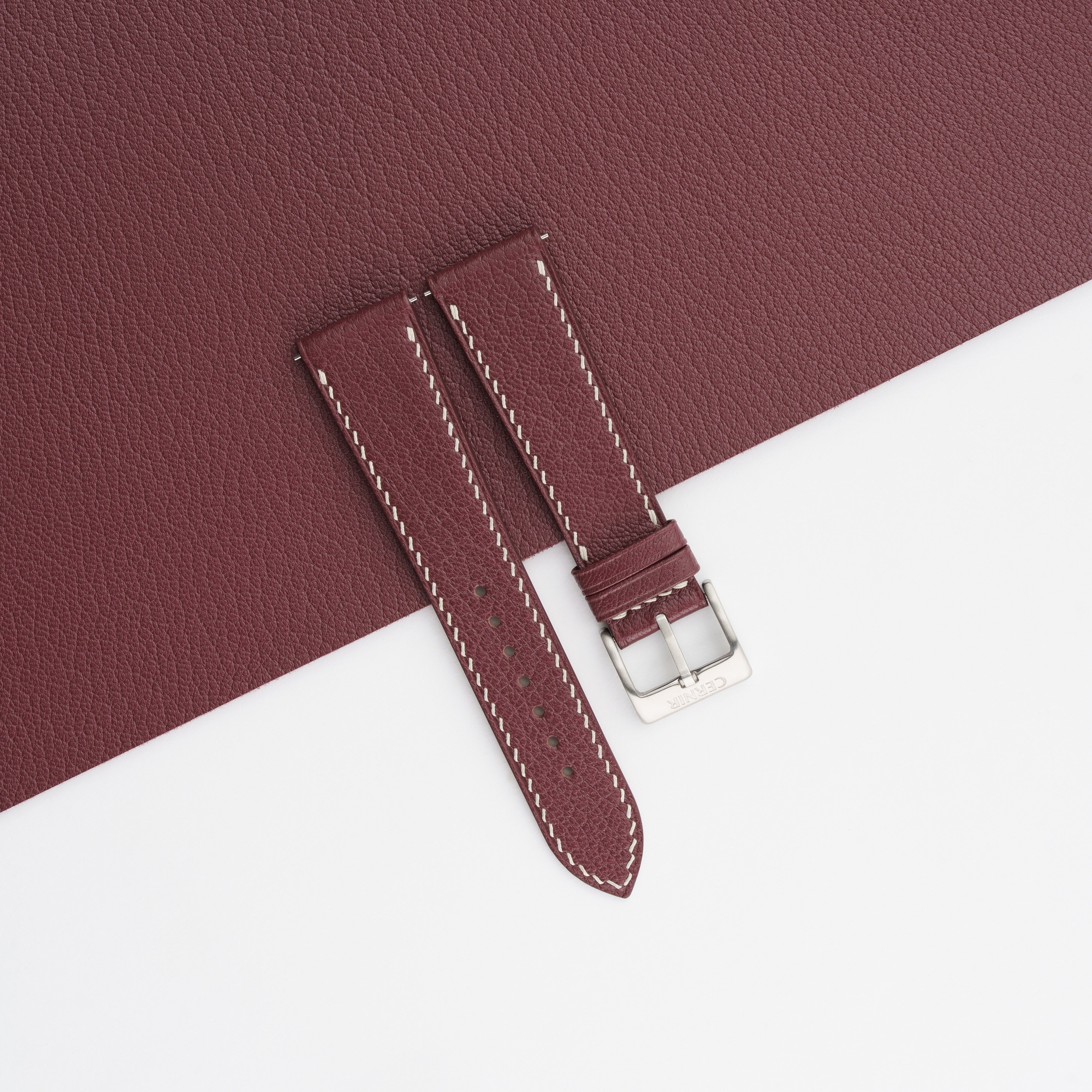 Bordeaux Alran Chevre Sully Leather Slim Watch Strap