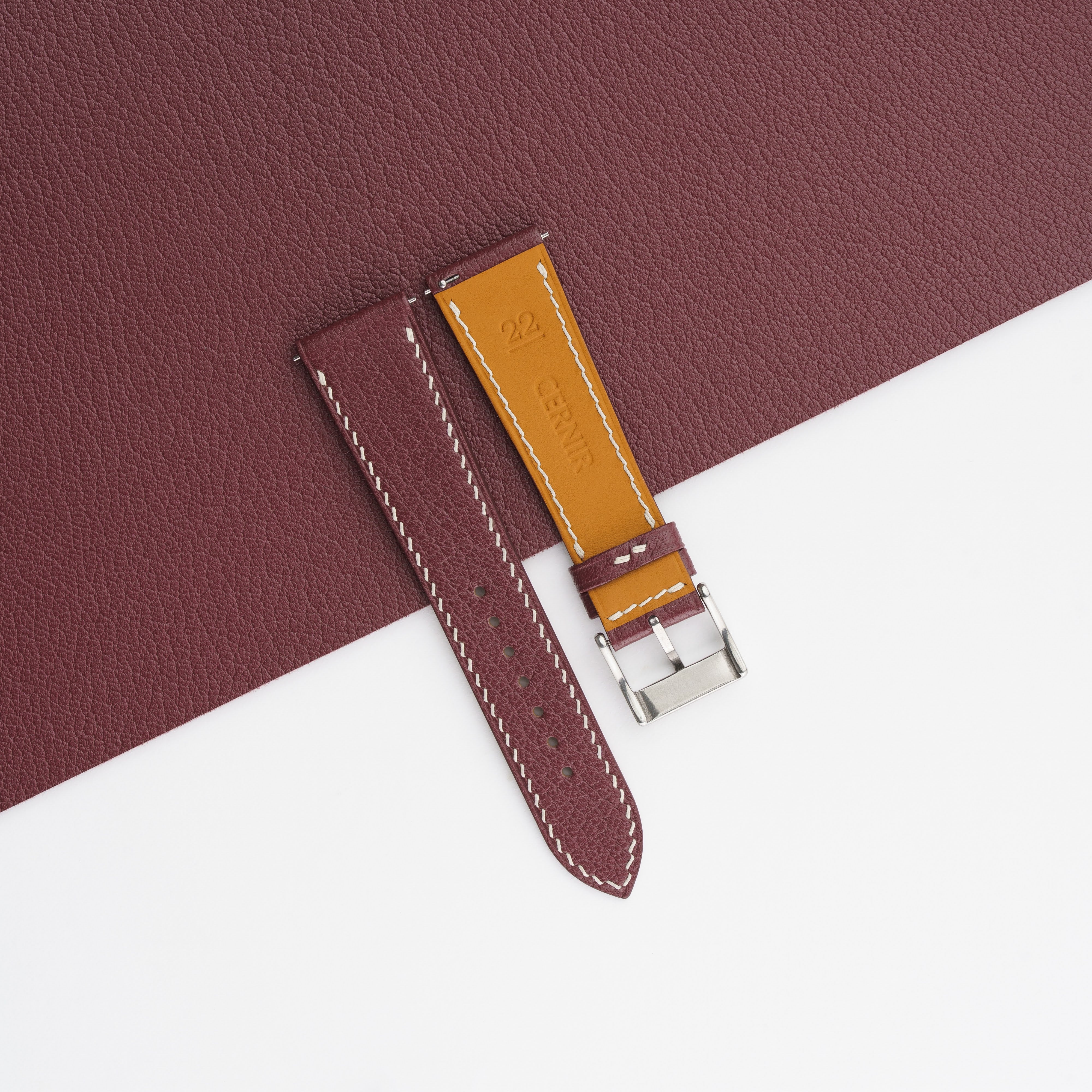 Bordeaux Alran Chevre Sully Leather Slim Watch Strap