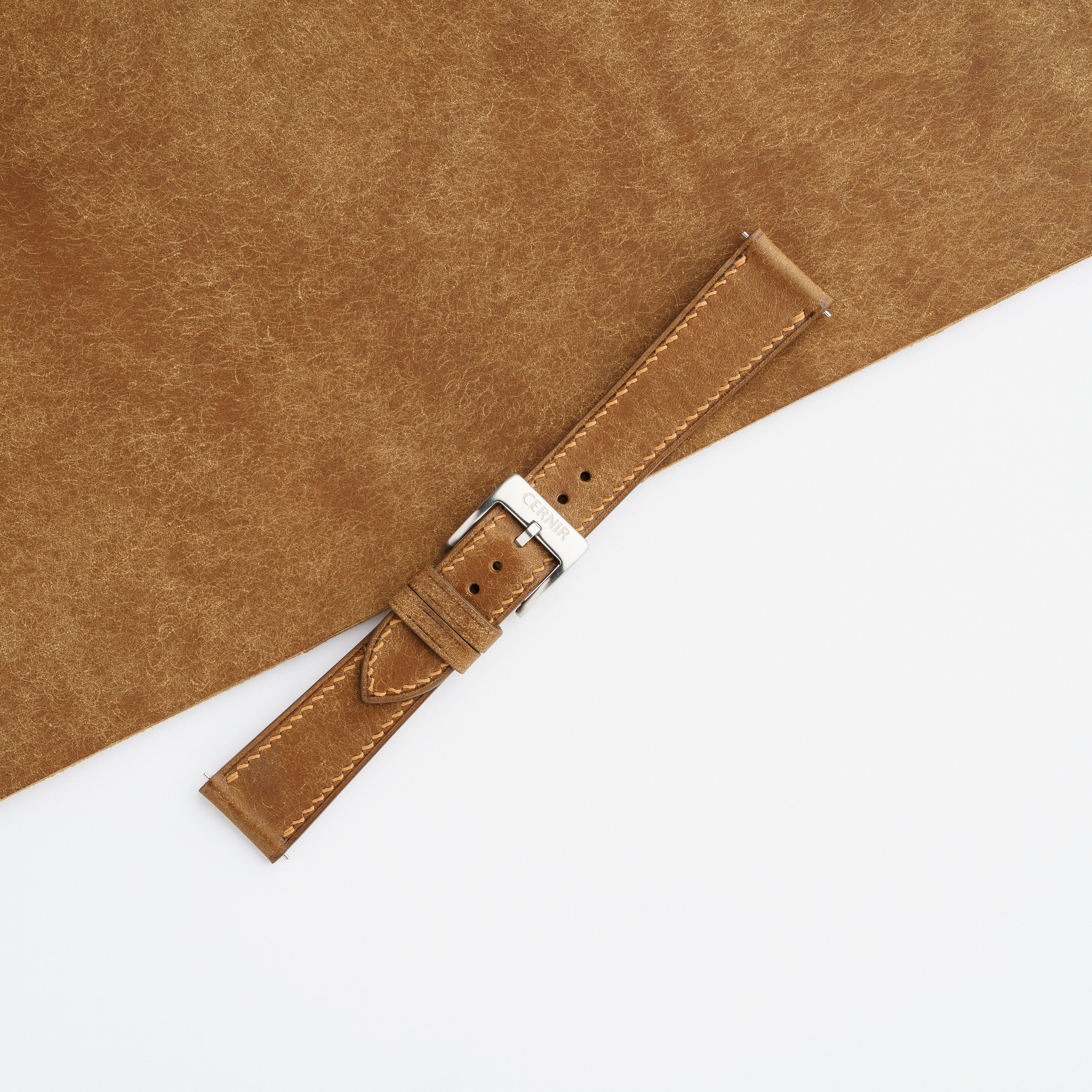 Cognac Pueblo Leather Slim Watch Strap