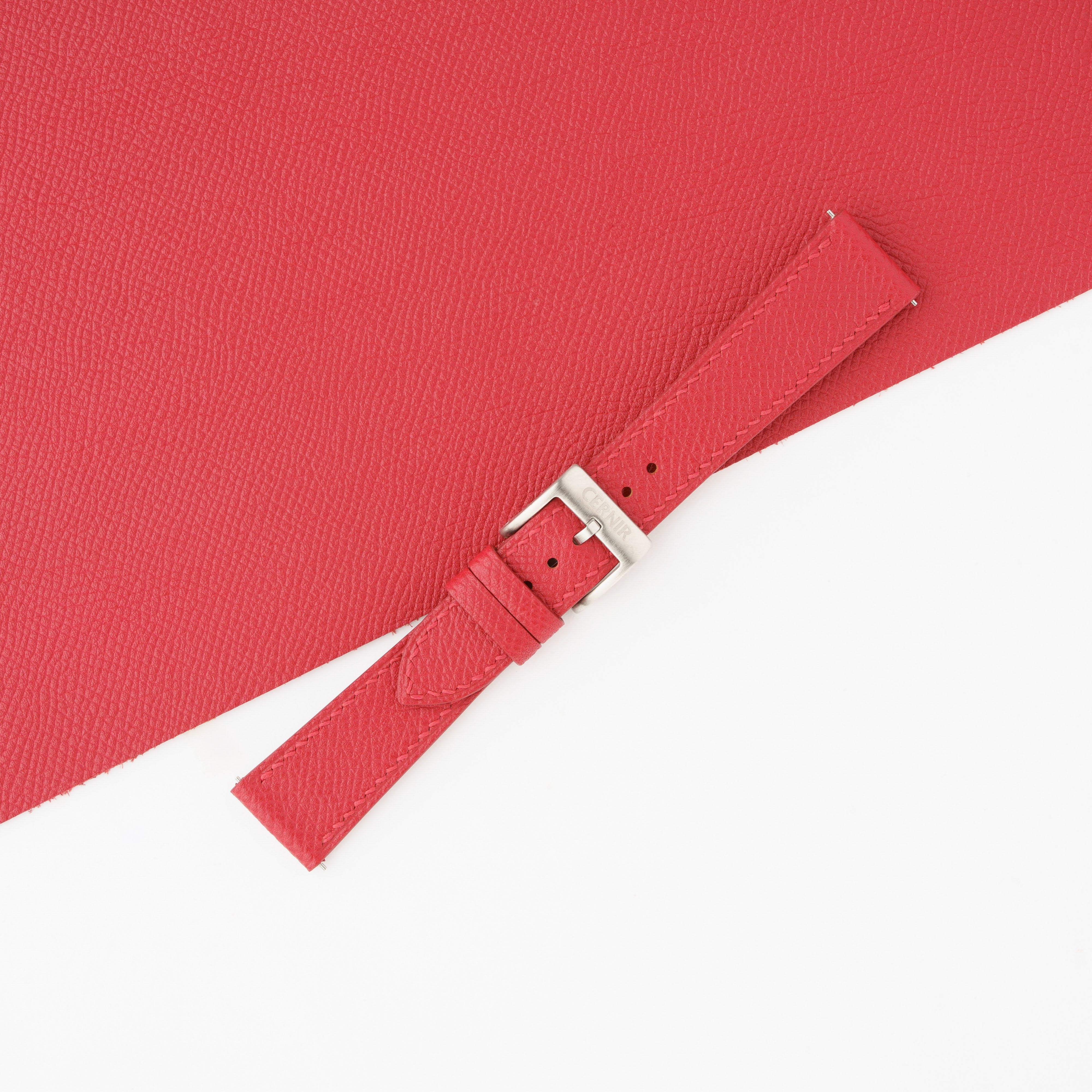 Coral Red Epsom Leather Slim Watch Strap