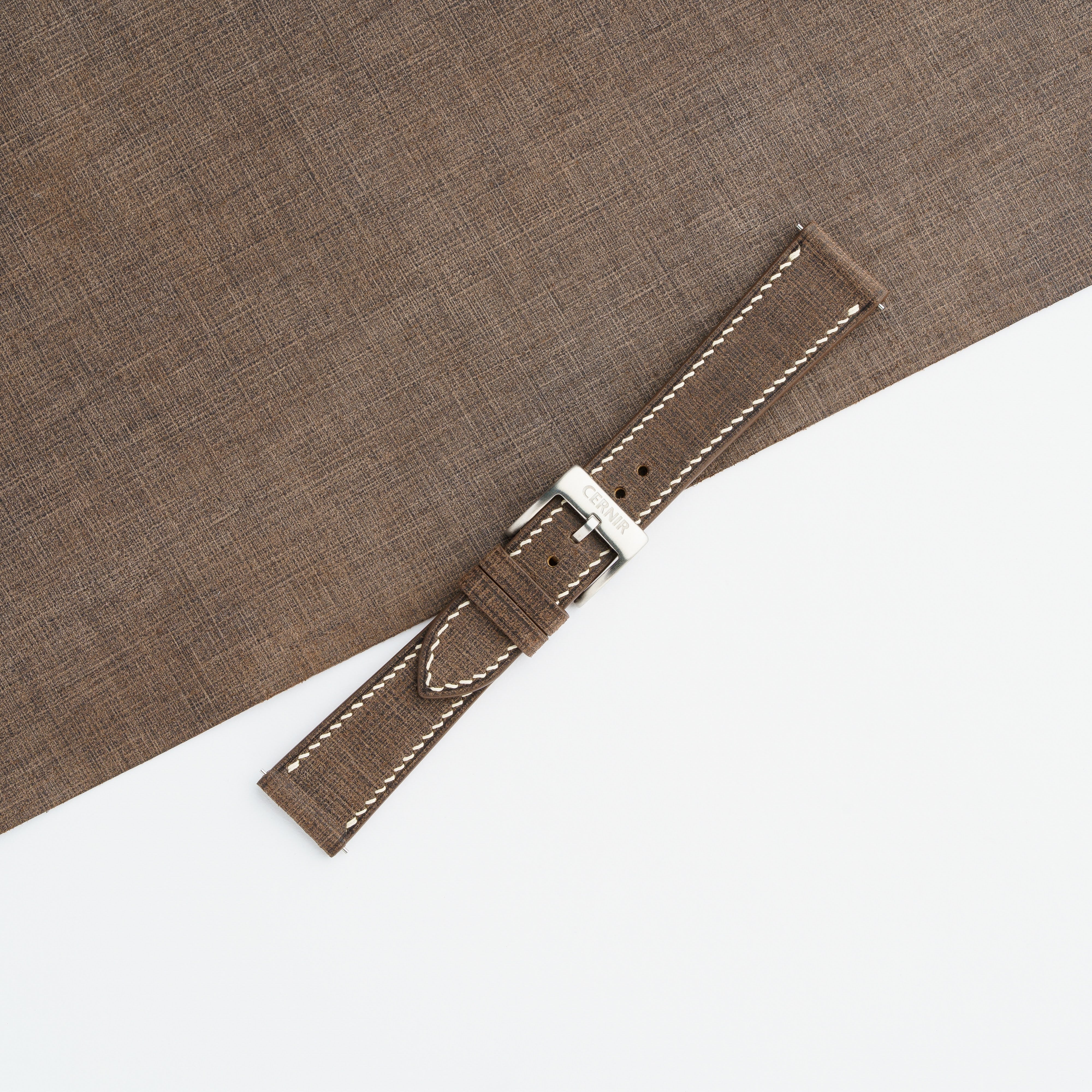 Dark Brown Babele Leather Slim Watch Strap