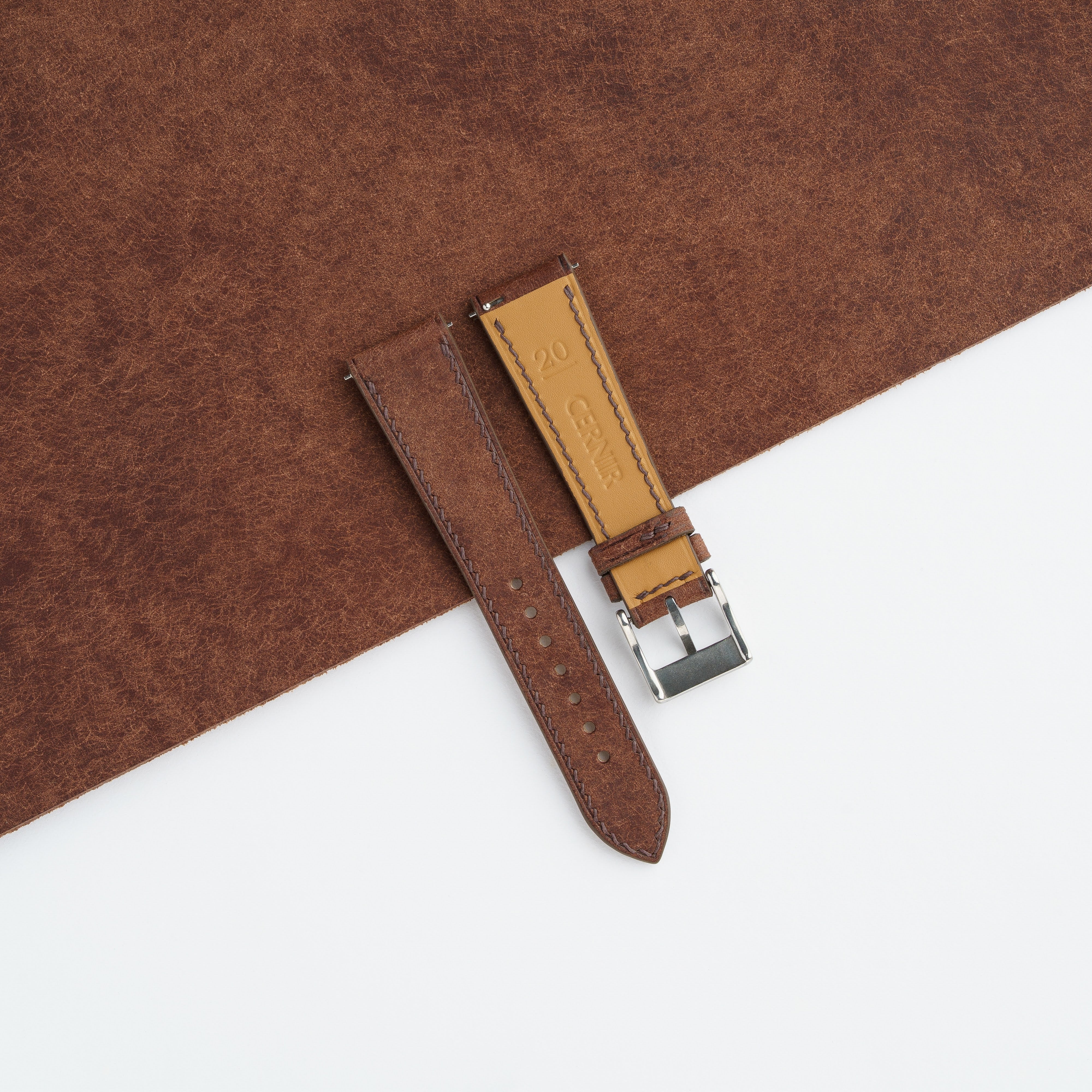 Dark Brown Pueblo Leather Slim Watch Strap
