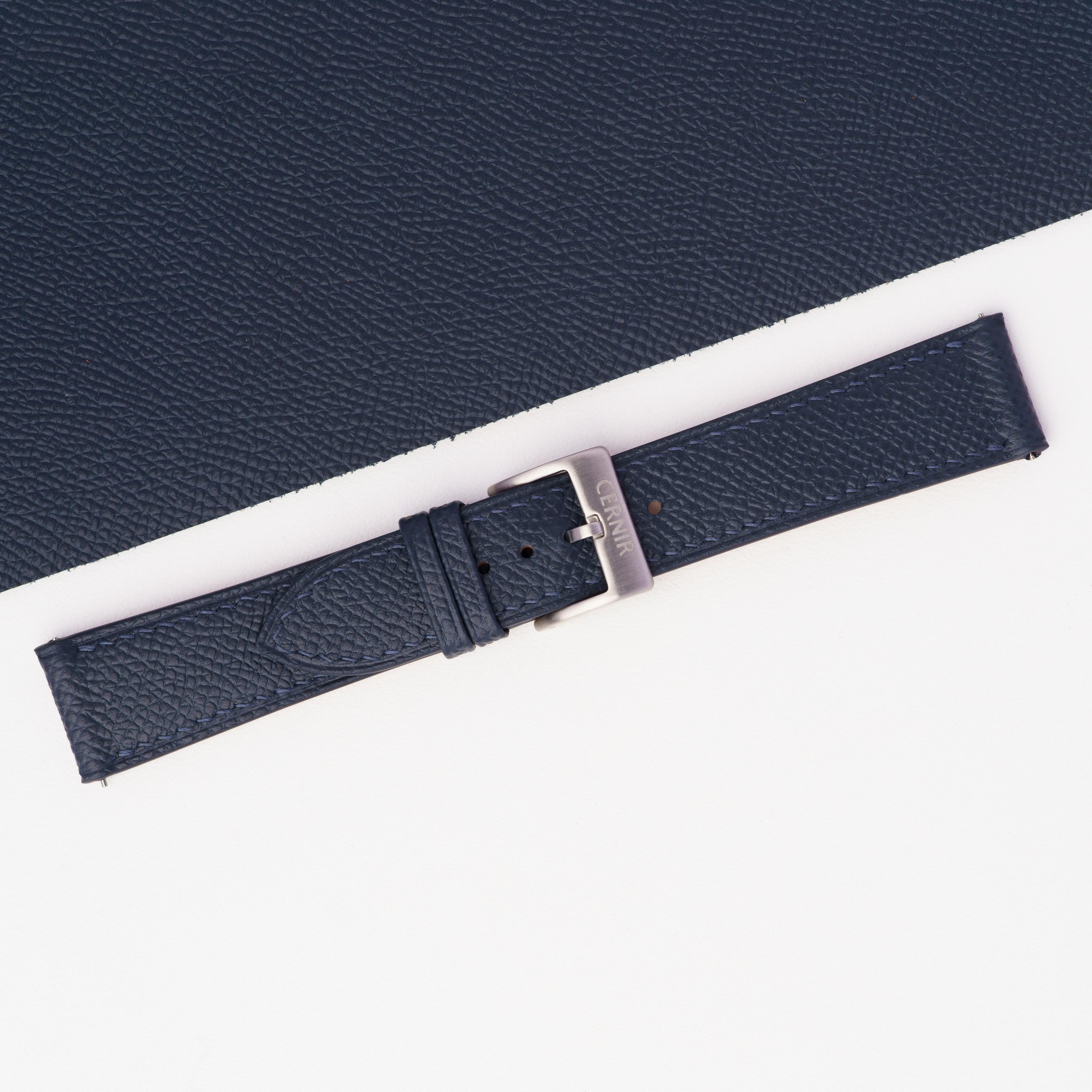 Dark Navy Epsom Leather Slim Watch Strap