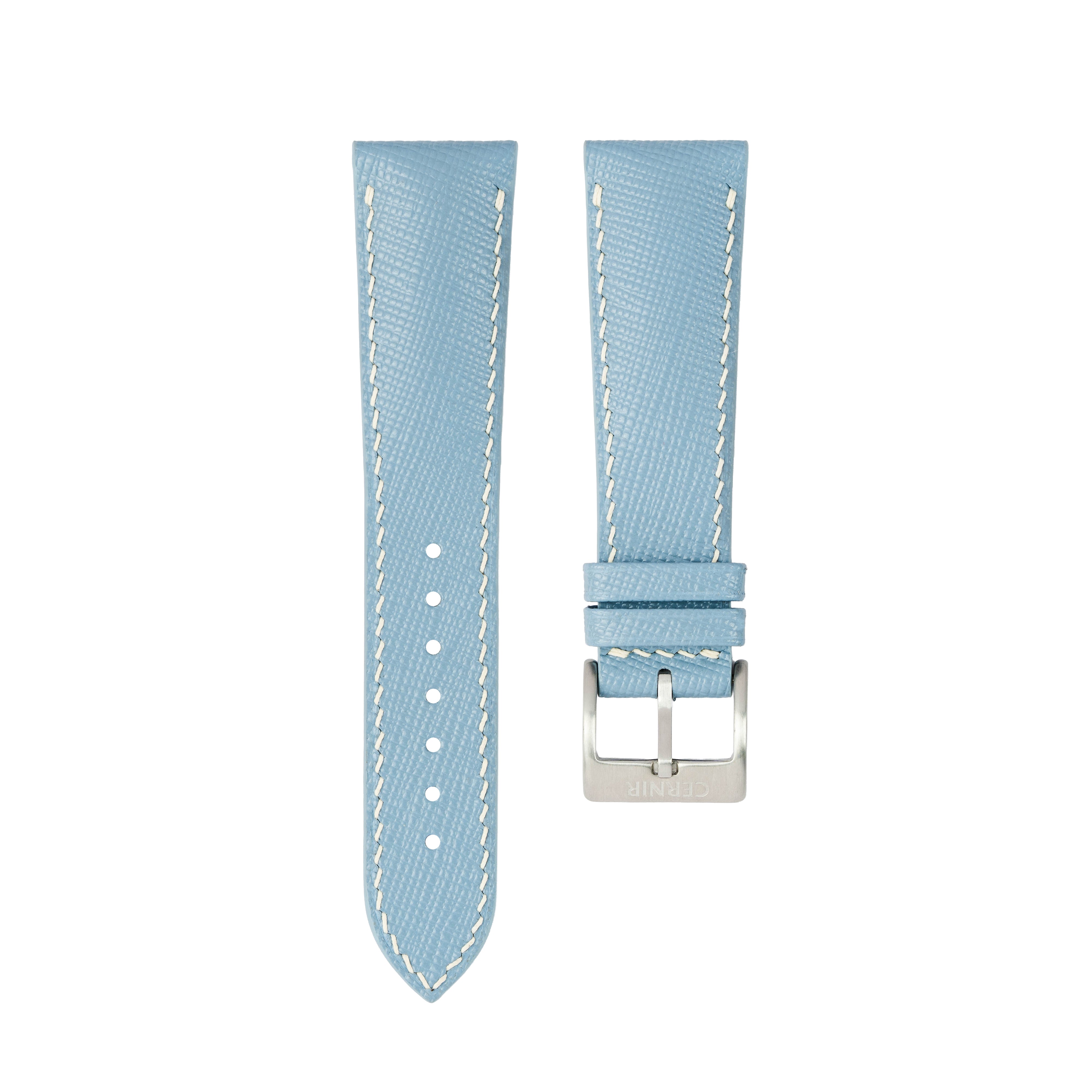 Dusty Blue Saffiano Leather Padded Watch Strap