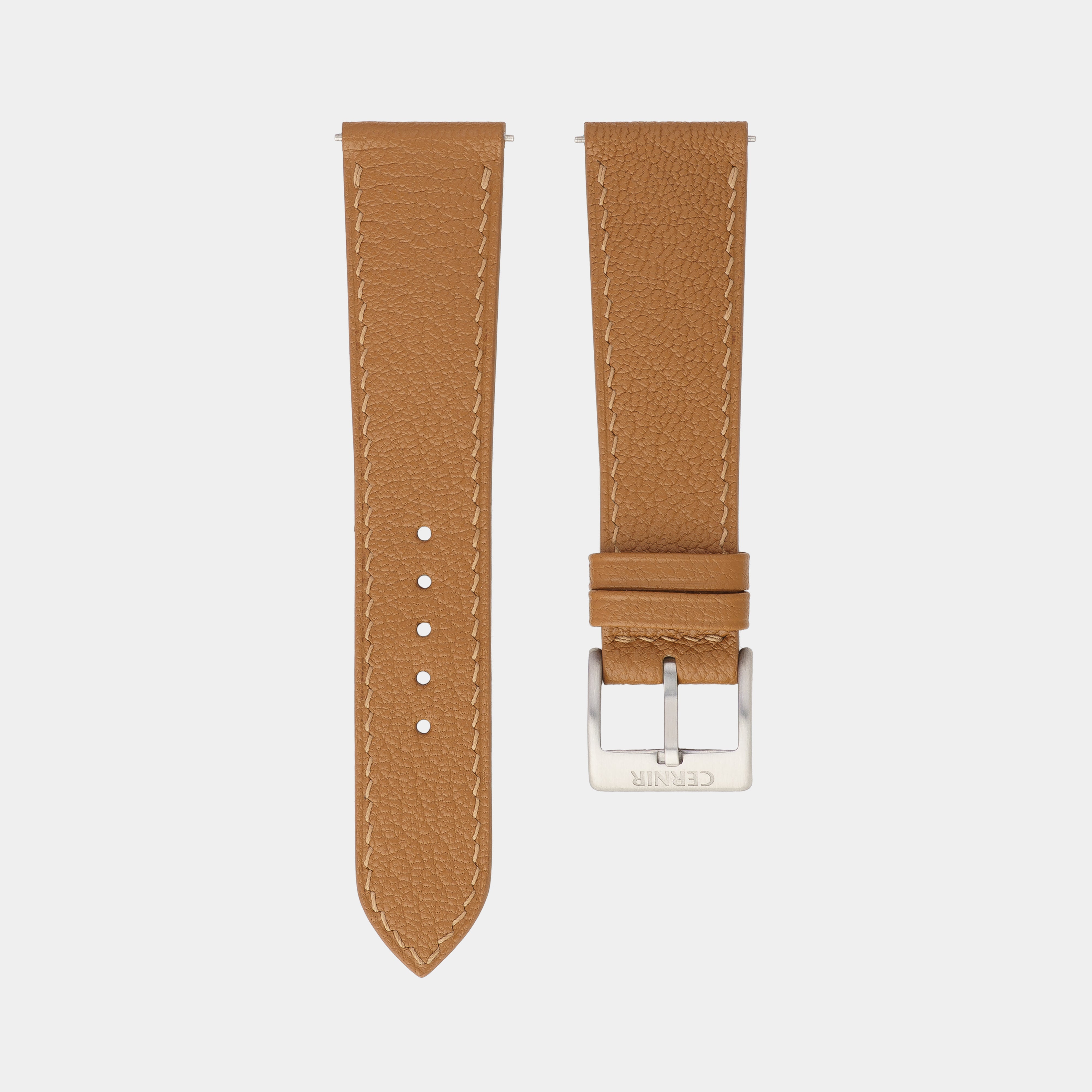 Golden Brown Alran Chevre Sully Leather Slim Watch Strap