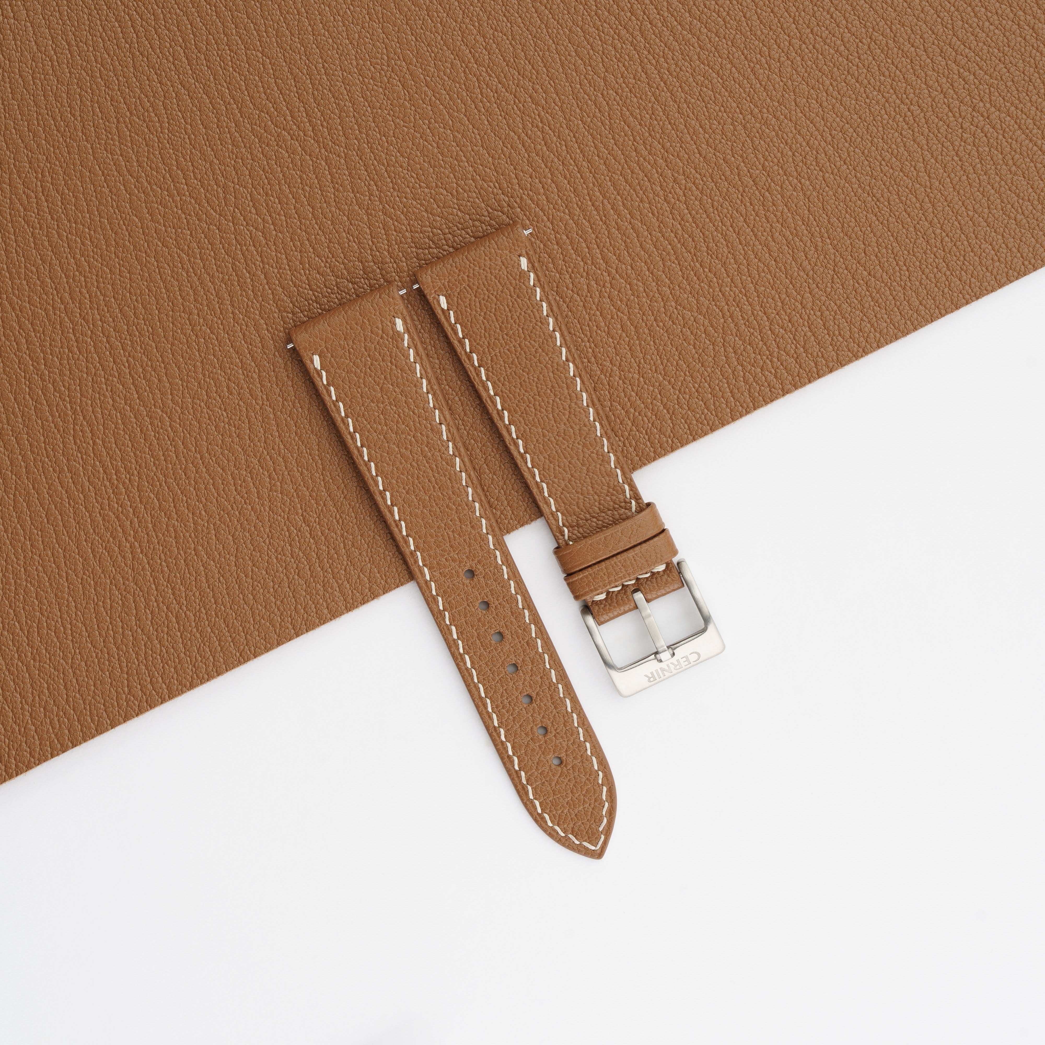 Golden Brown Alran Chevre Sully Leather Slim Watch Strap