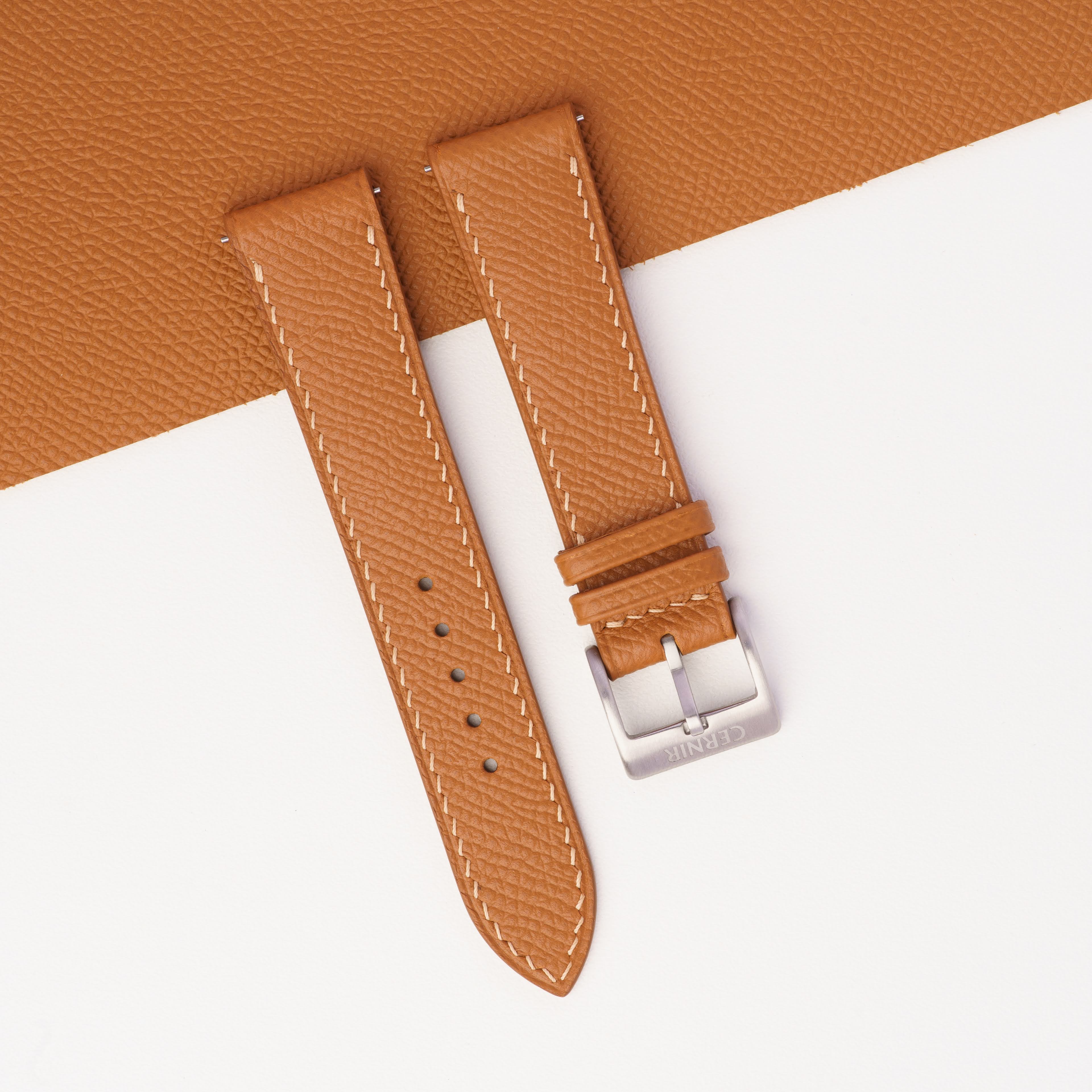 Golden Brown Epsom Leather Slim Watch Strap