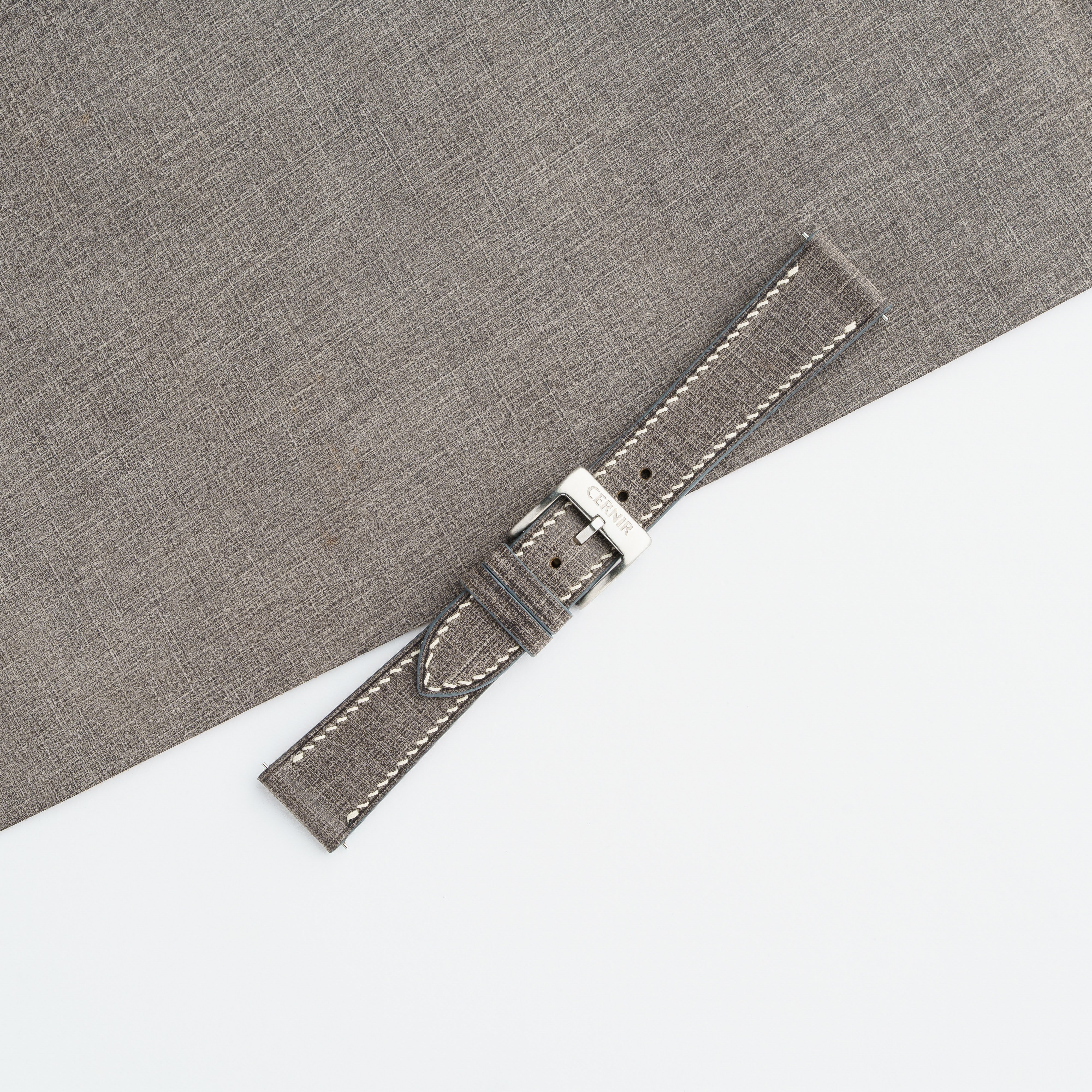 Grey Babele Leather Slim Watch Strap