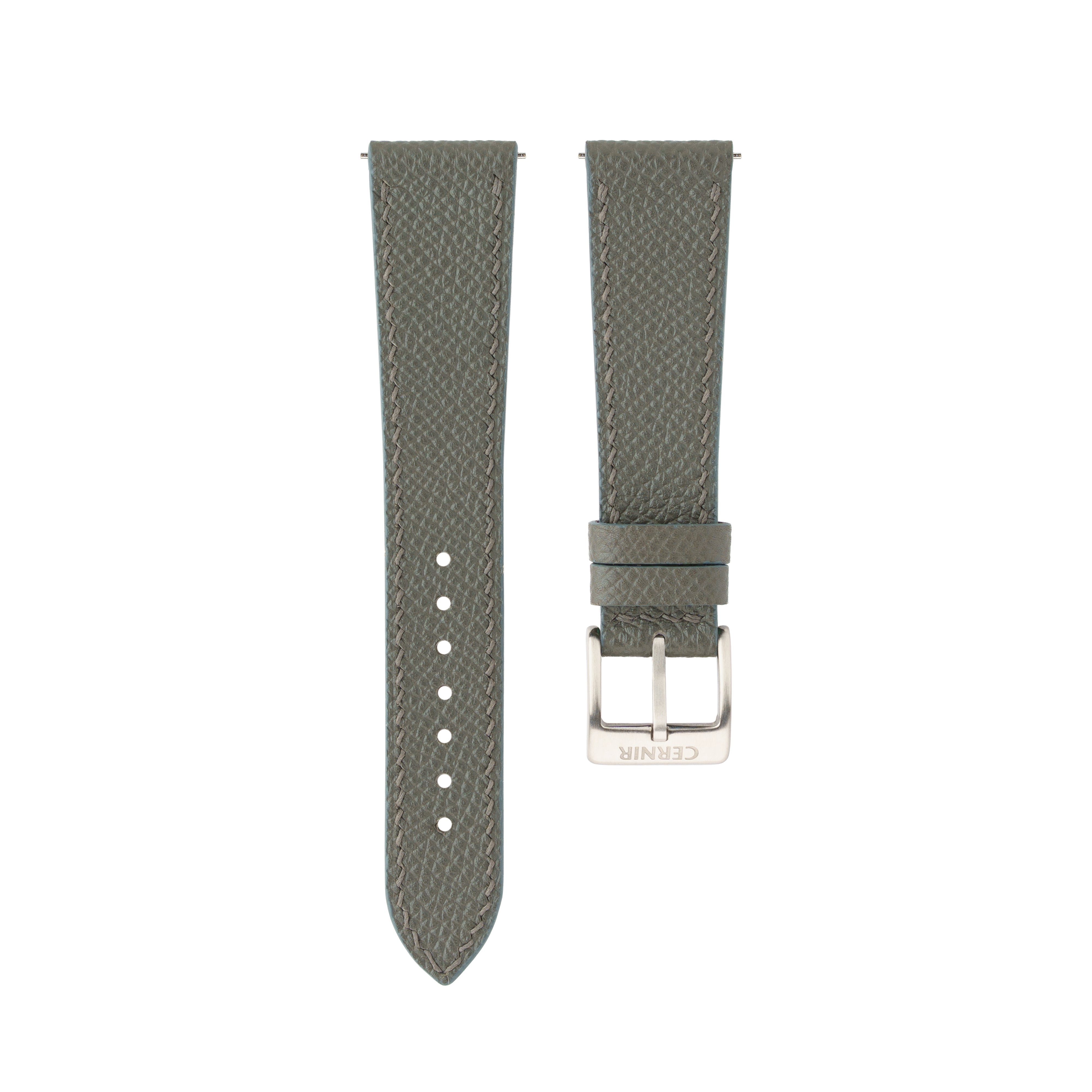 Grey Epsom Leather Slim Watch Strap