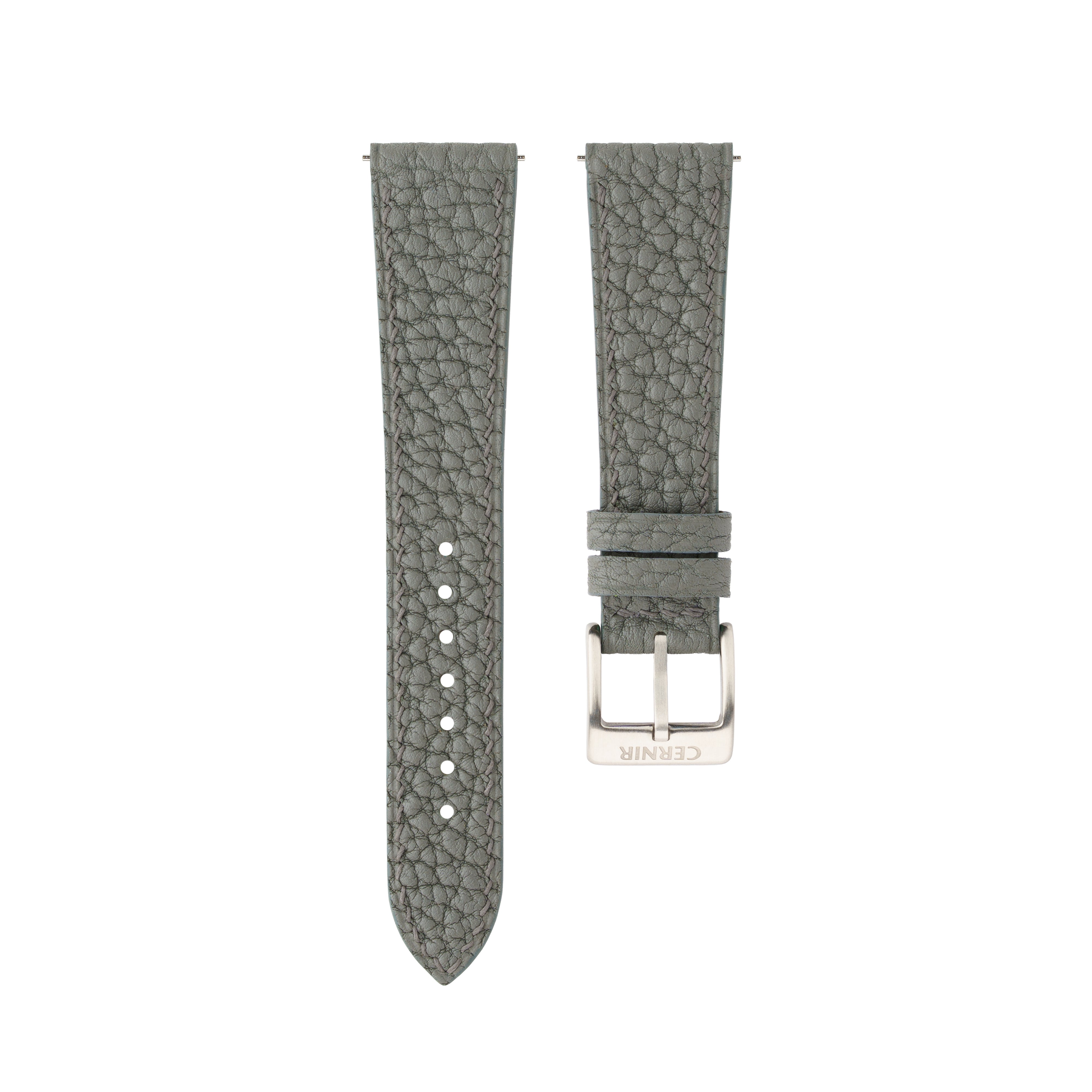 Grey Togo Leather Slim Watch Strap