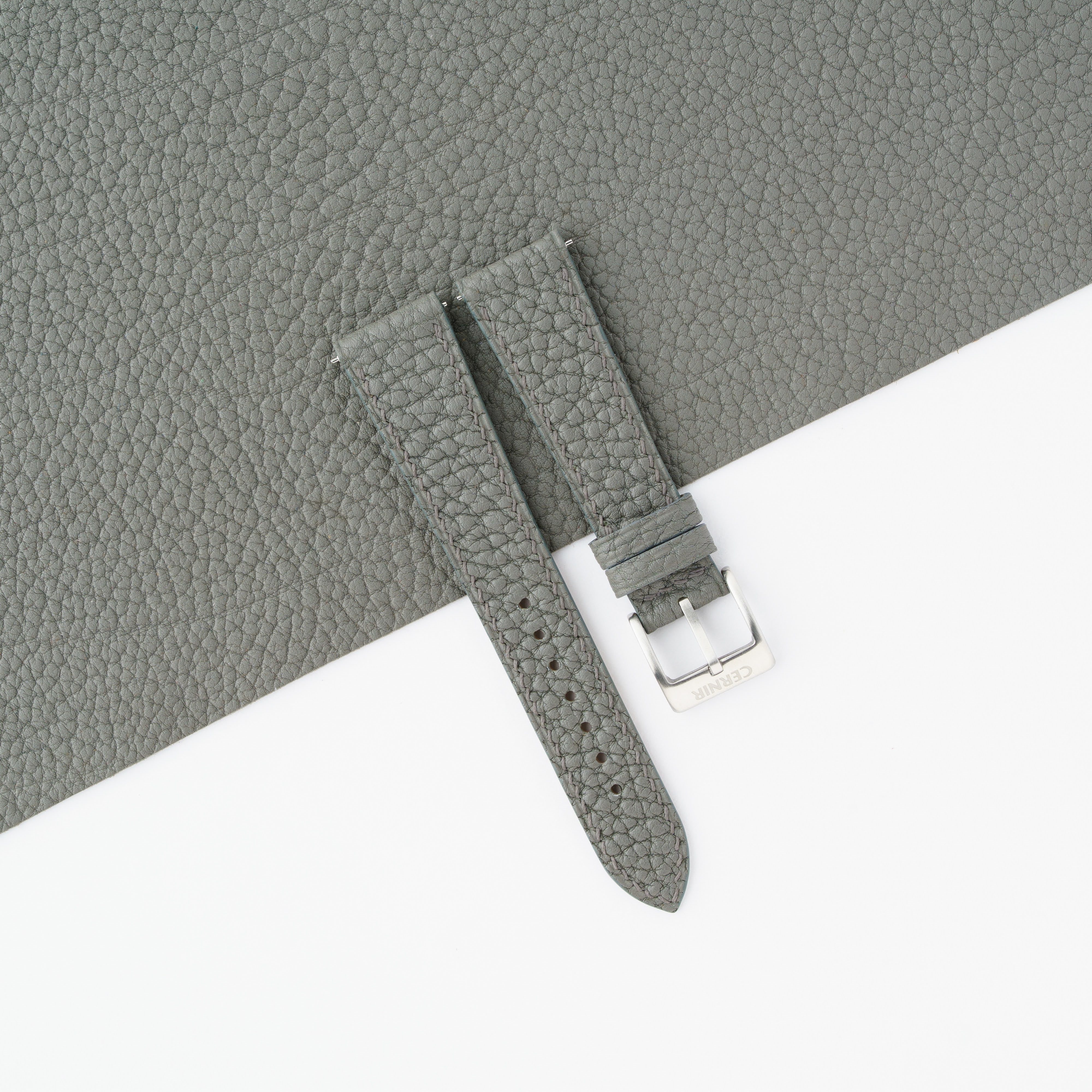 Grey Togo Leather Slim Watch Strap
