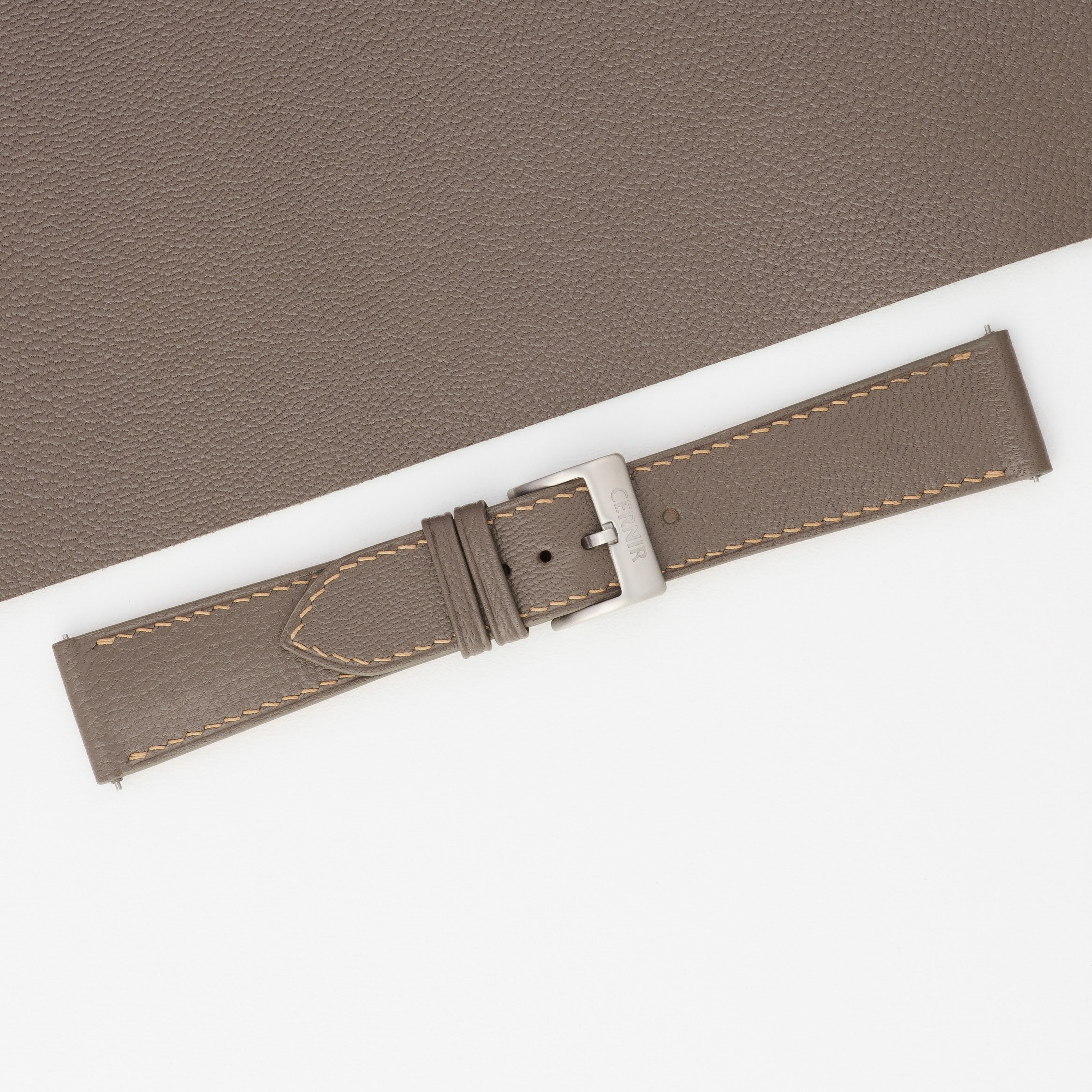 Taupe Alran Chevre Sully Leather Slim Watch Strap