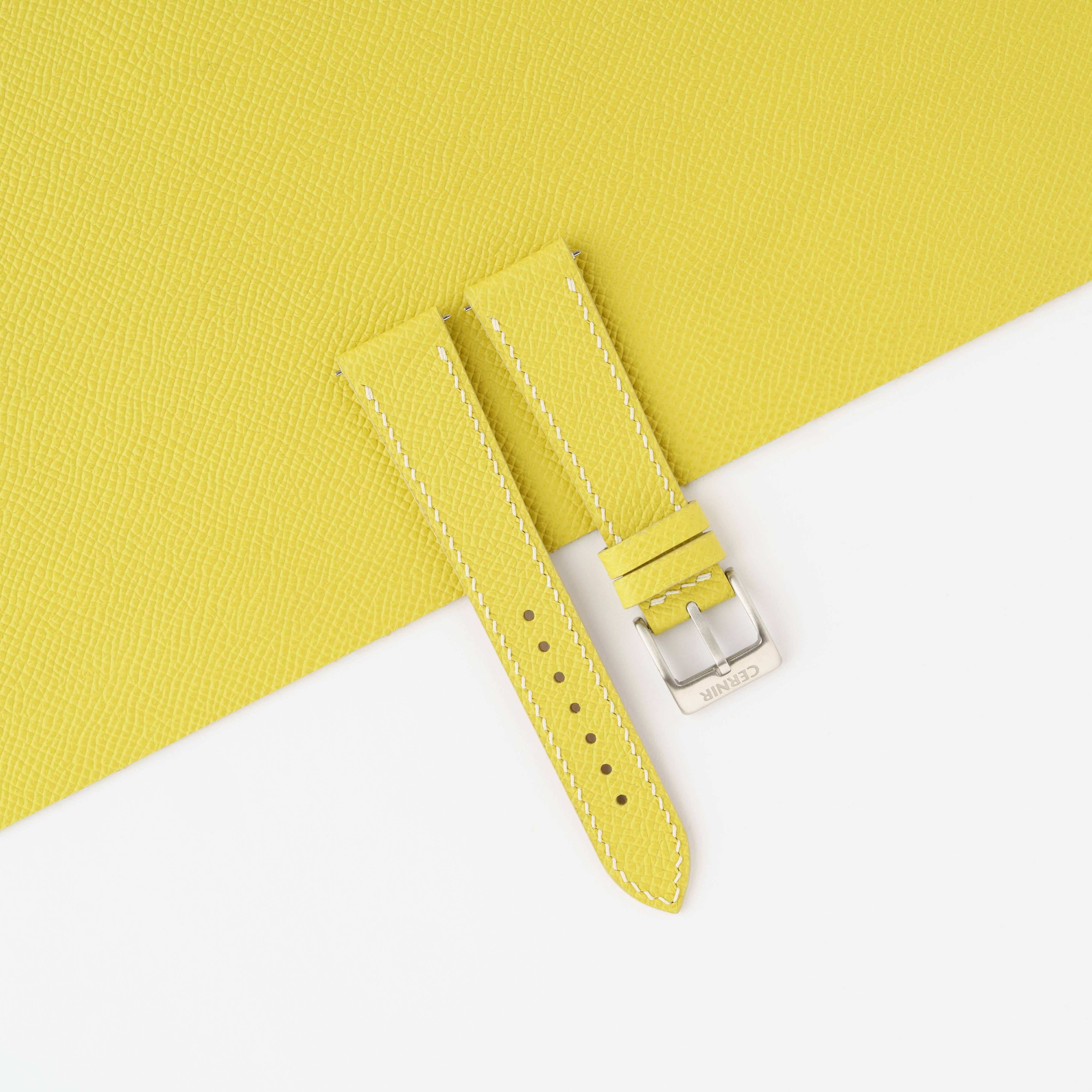 Lemon Yellow Epsom Leather Slim Watch Strap