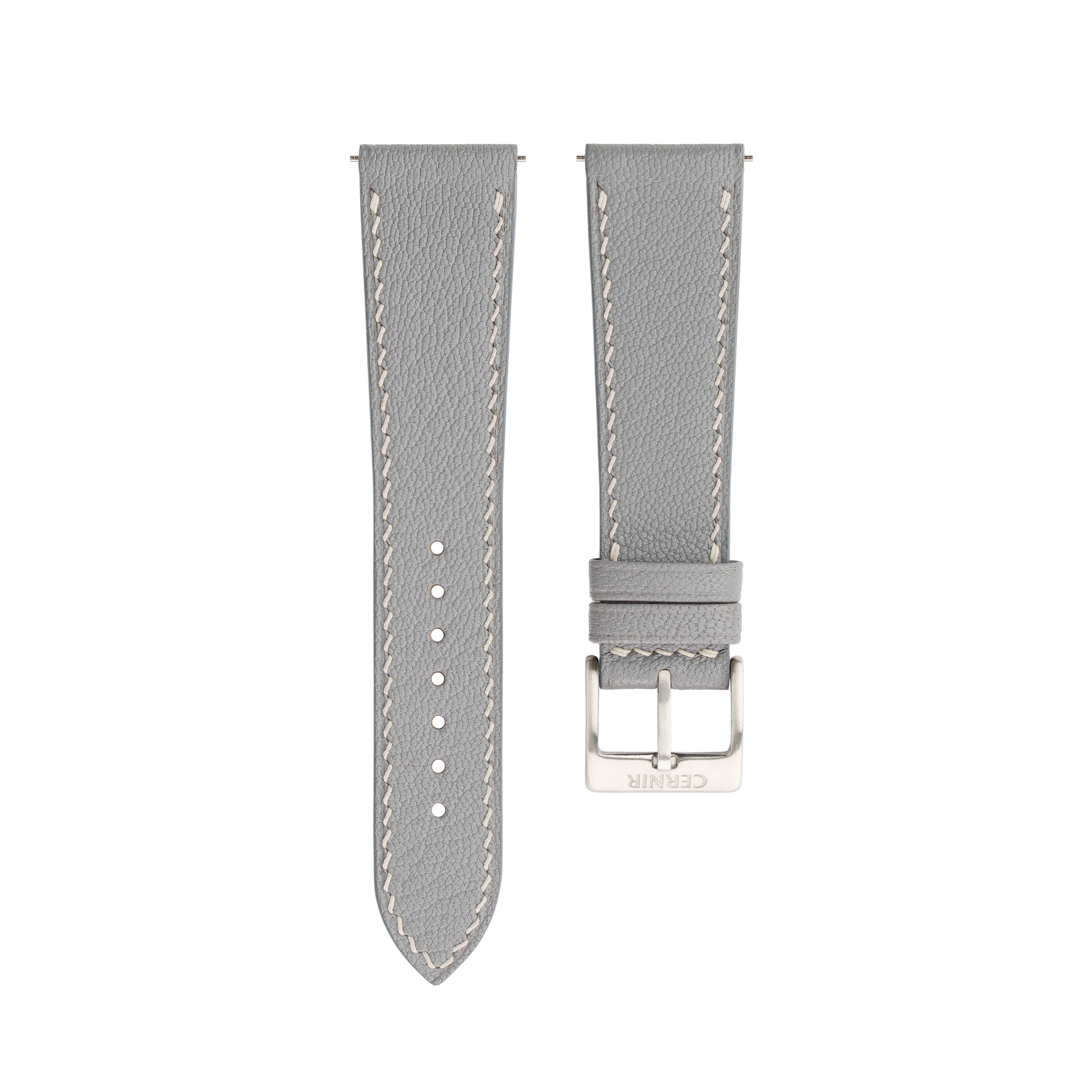 Light Grey Alran Chevre Sully Leather Slim Watch Strap