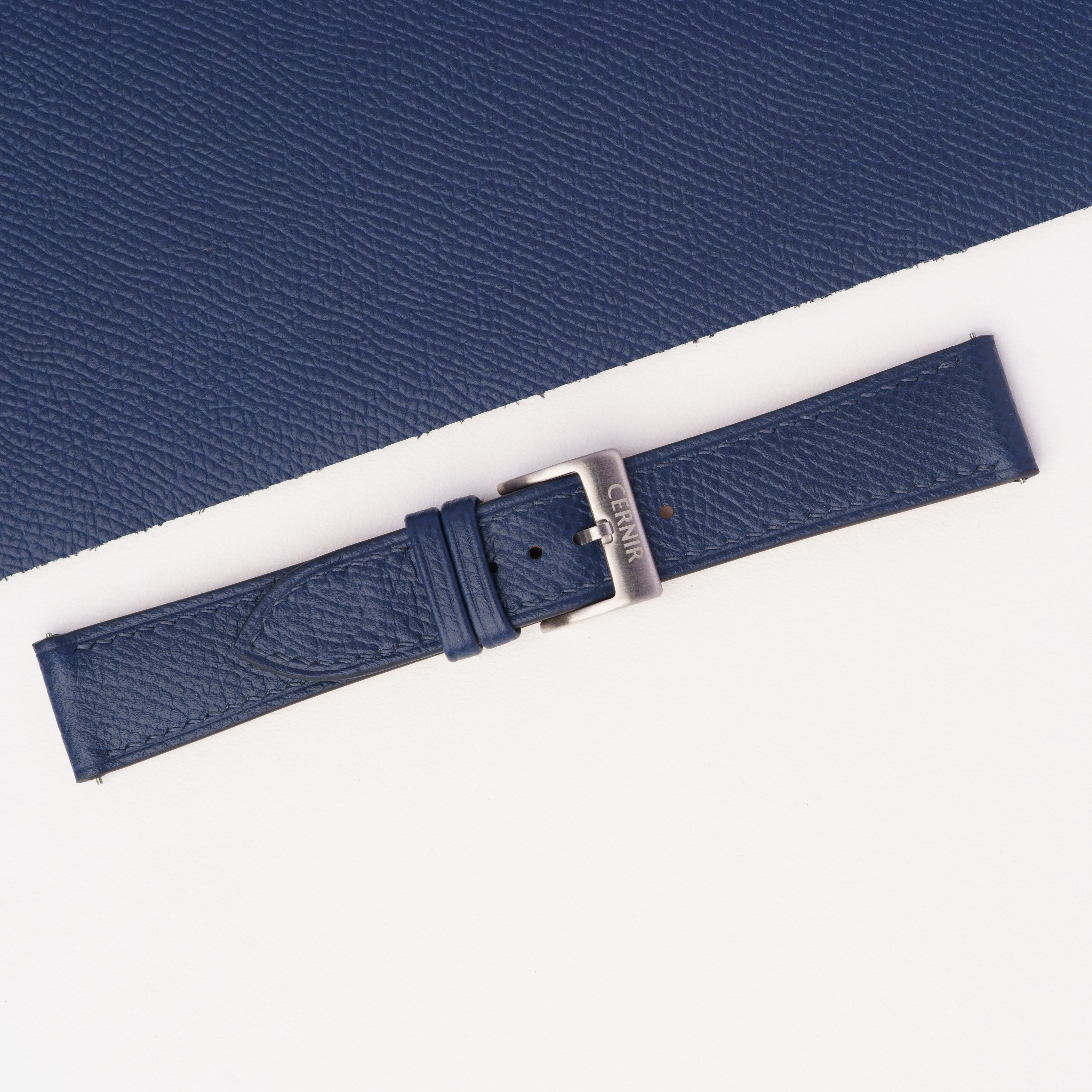 Navy Epsom Leather Slim Watch Strap