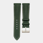 Olive Green Epsom Leather Paddle Watch Strap - Cream Stitch