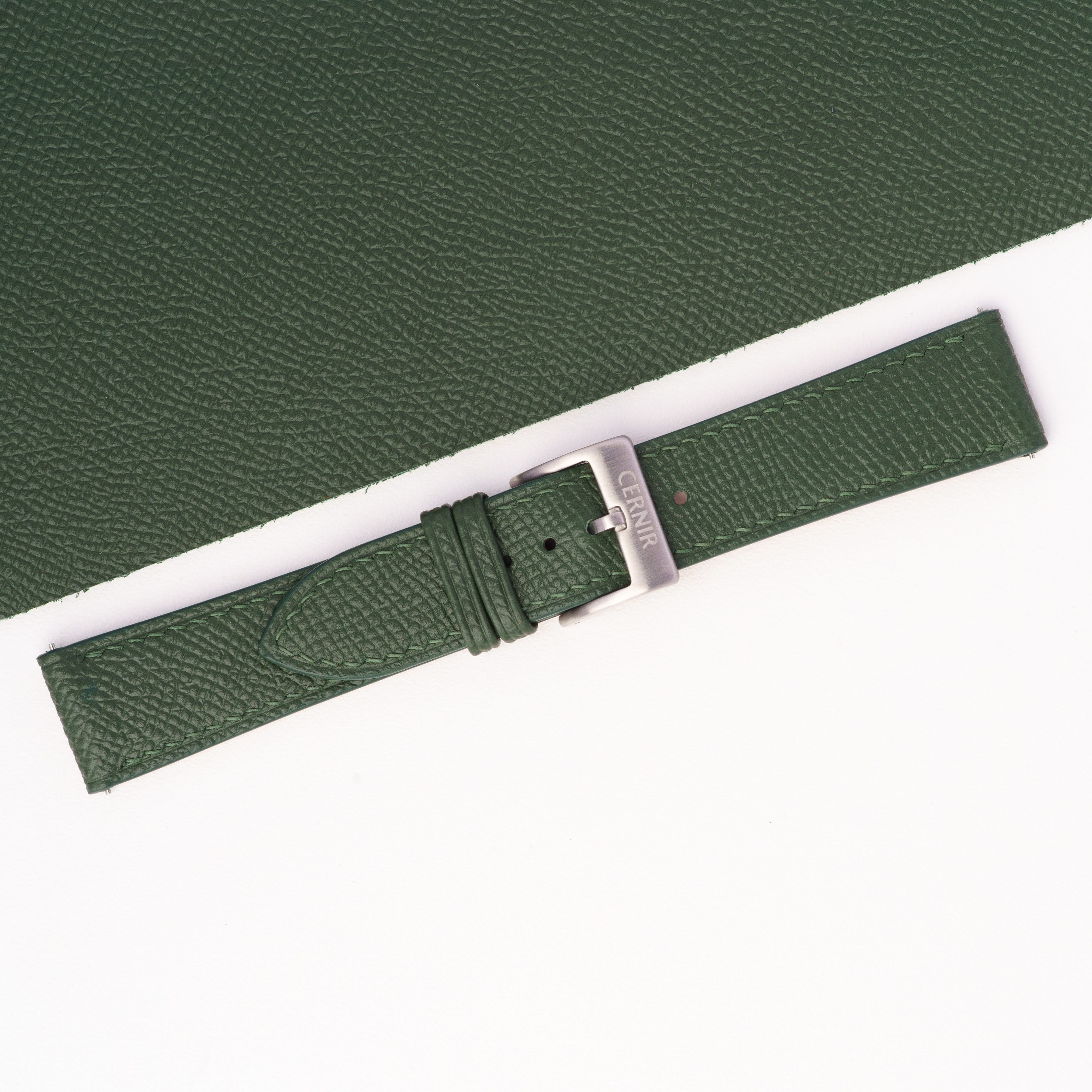 Olive Green Epsom Leather Slim Watch Strap