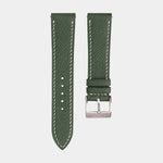Olive Green Epsom Leather Watch Strap - Slim - Cream Stitch