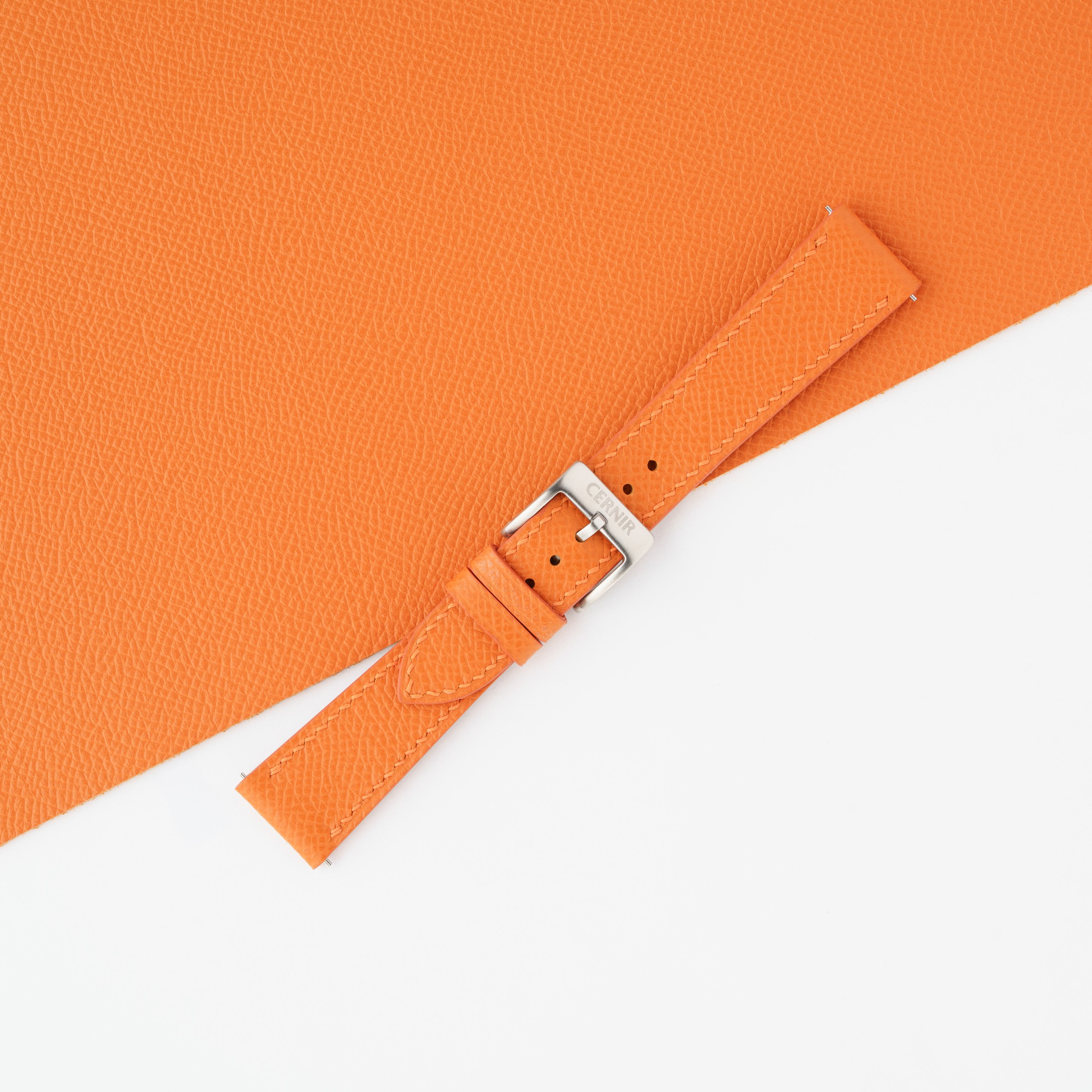Orange Epsom Leather Slim Watch Strap