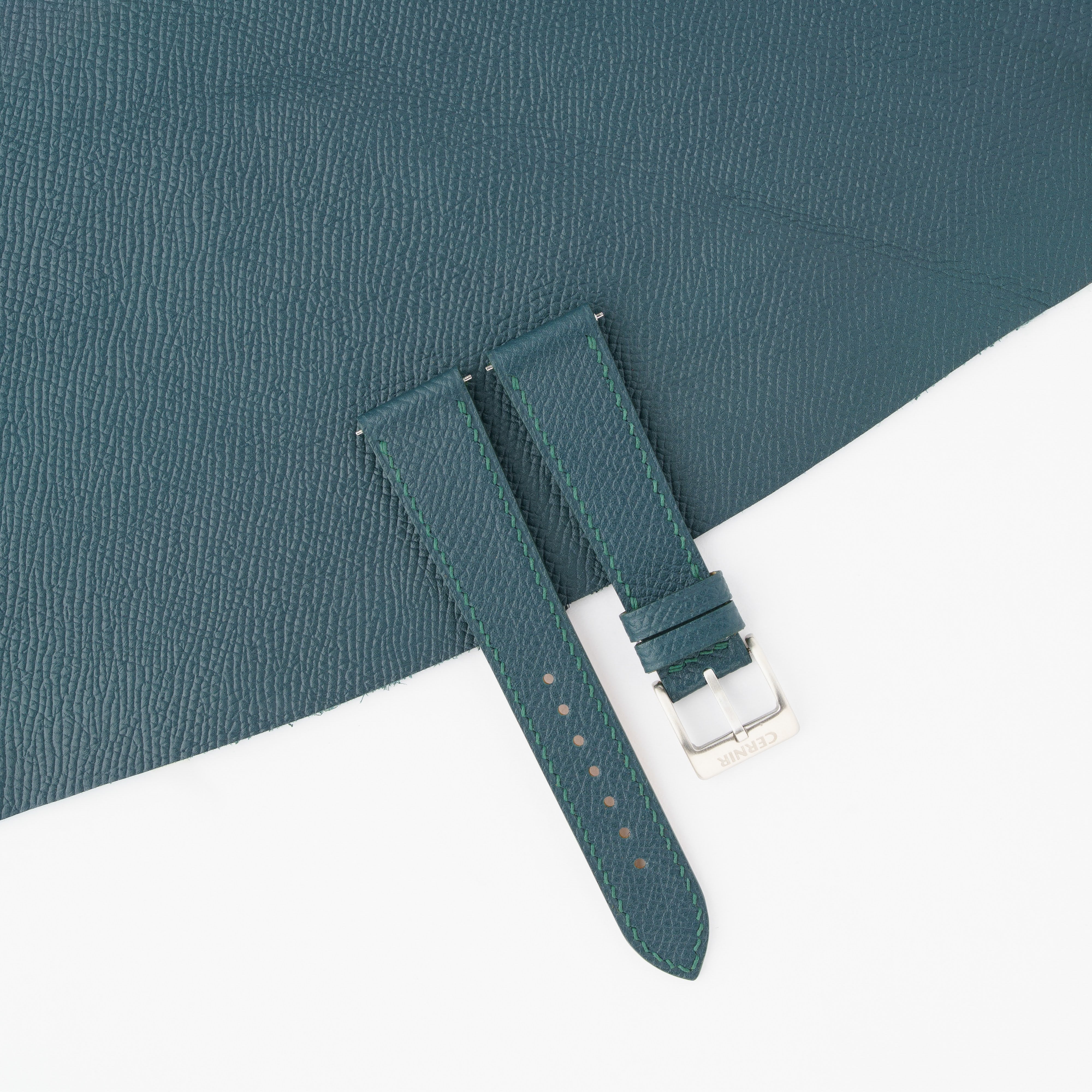 Petrol Blue Epsom Leather Slim Watch Strap