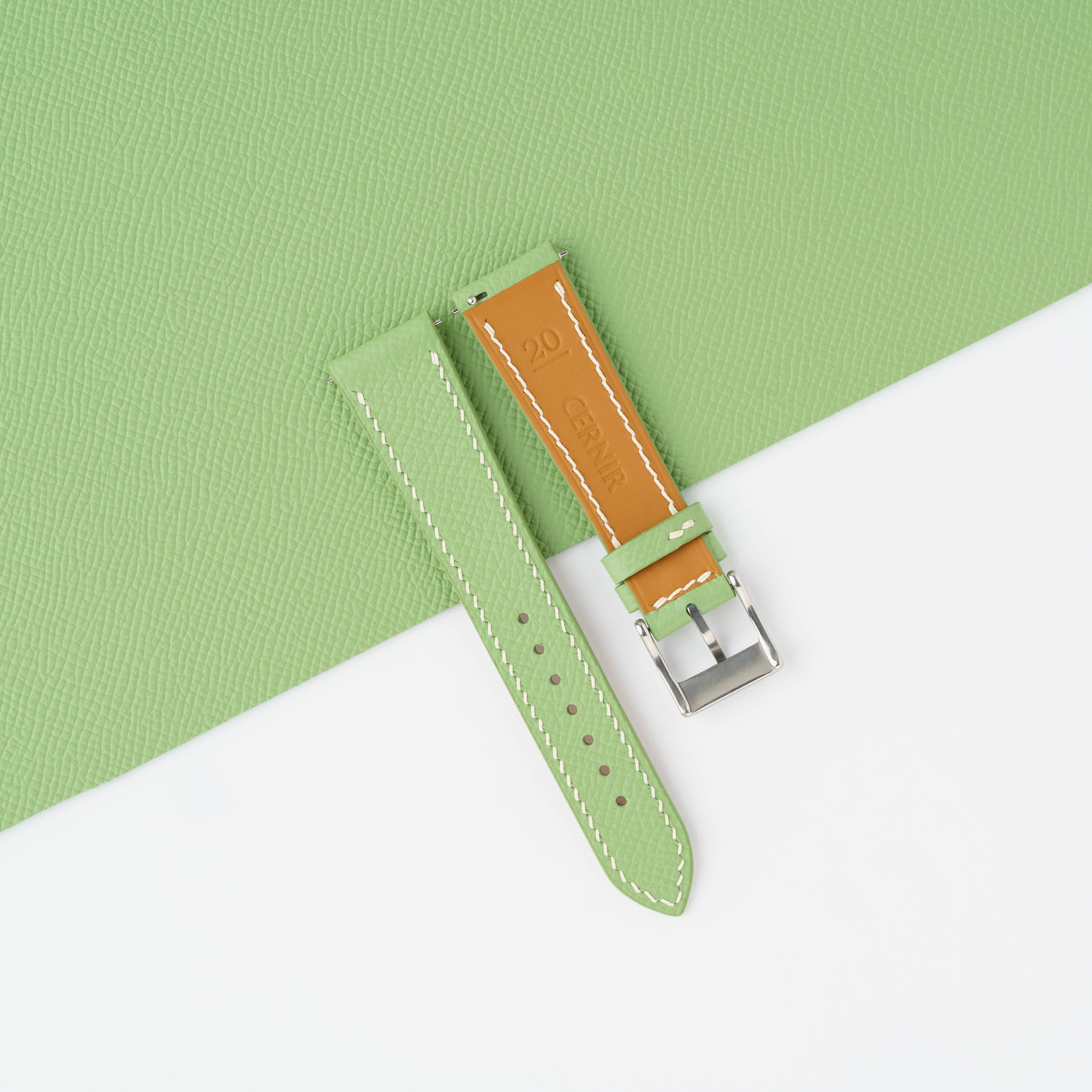 Pistachio Green Epsom Leather Slim Watch Strap