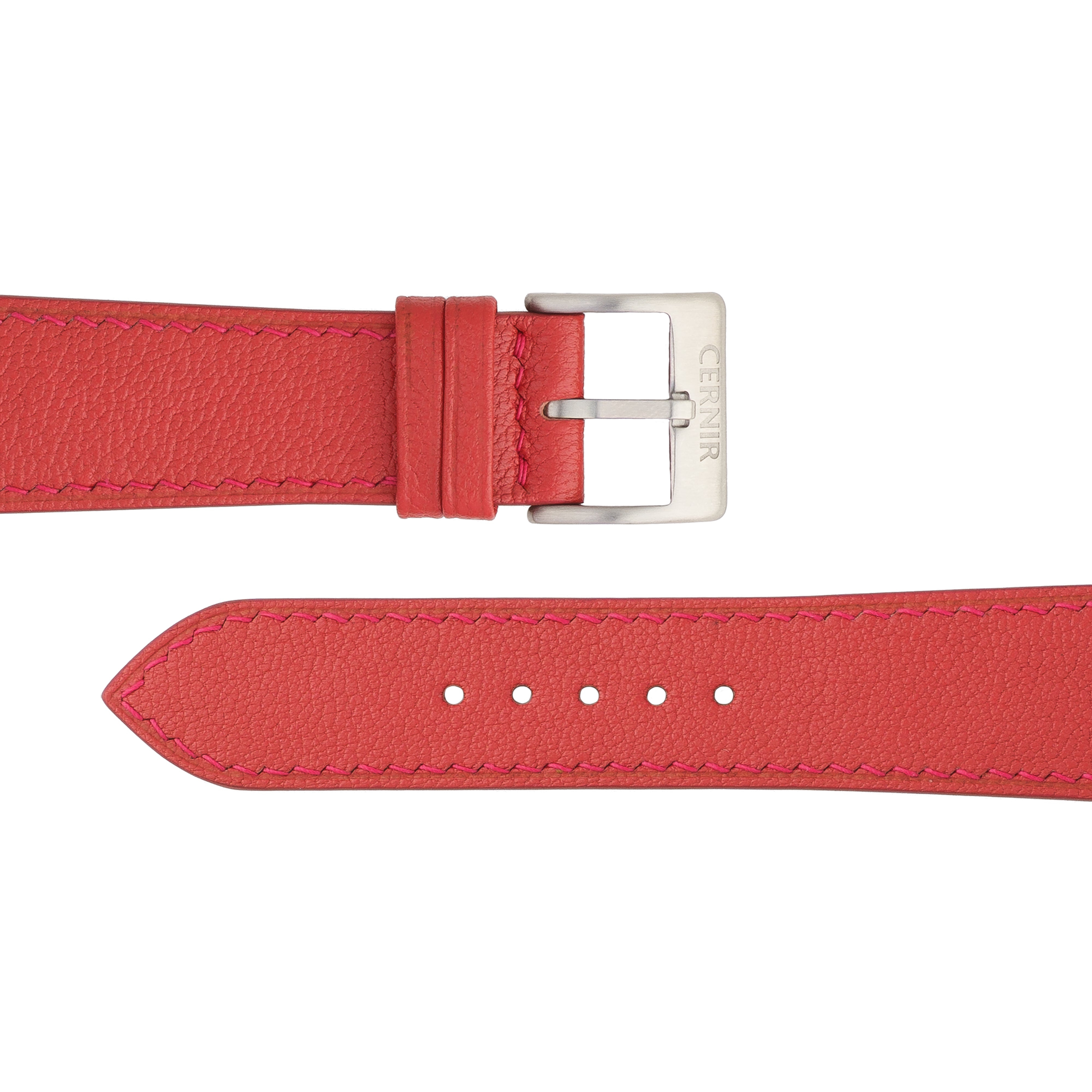 Red Alran Chevre Sully Leather Slim Watch Strap