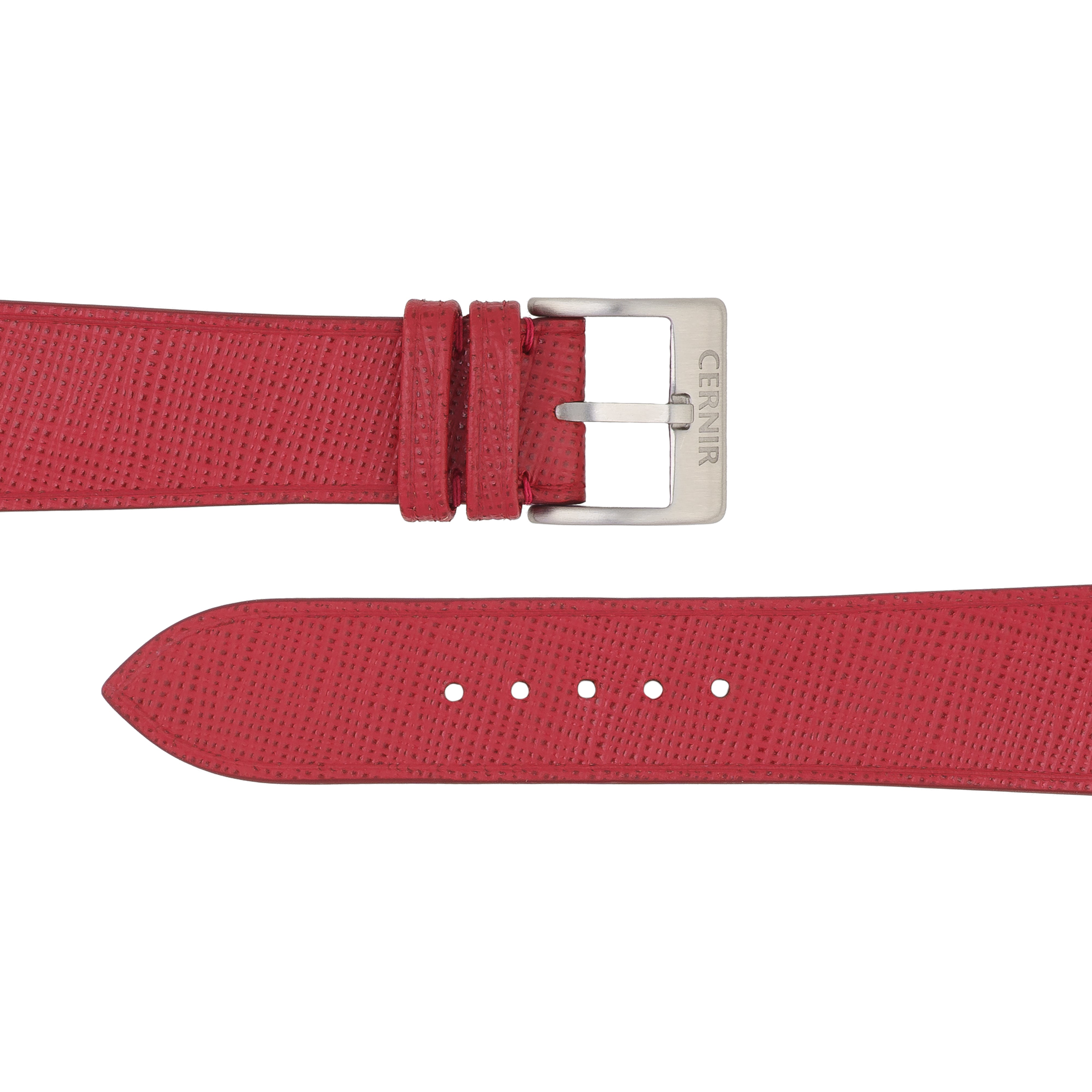 Red Saffiano Leather Slim Watch Strap - Stitchless
