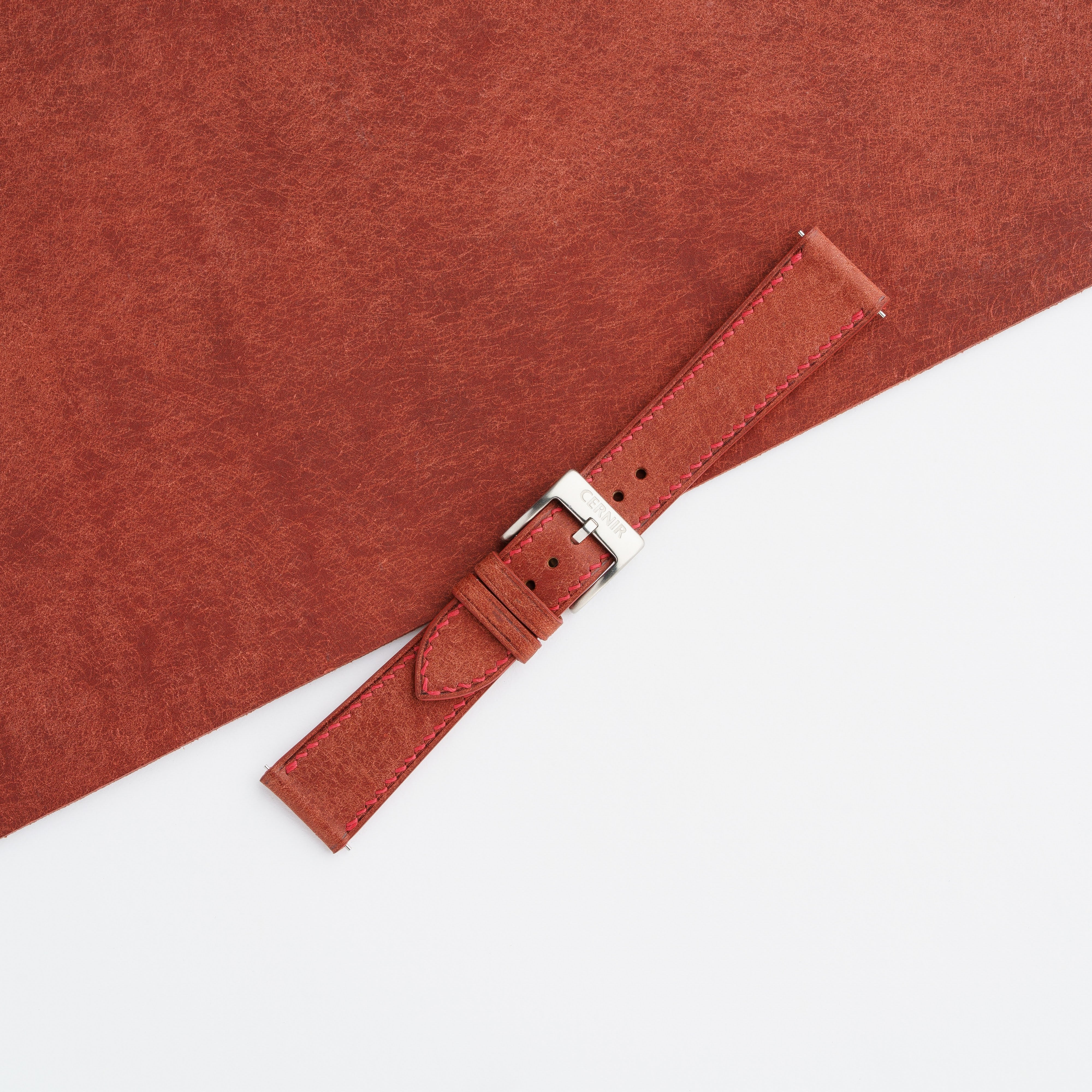 Rust Brown Pueblo Leather Slim Watch Strap