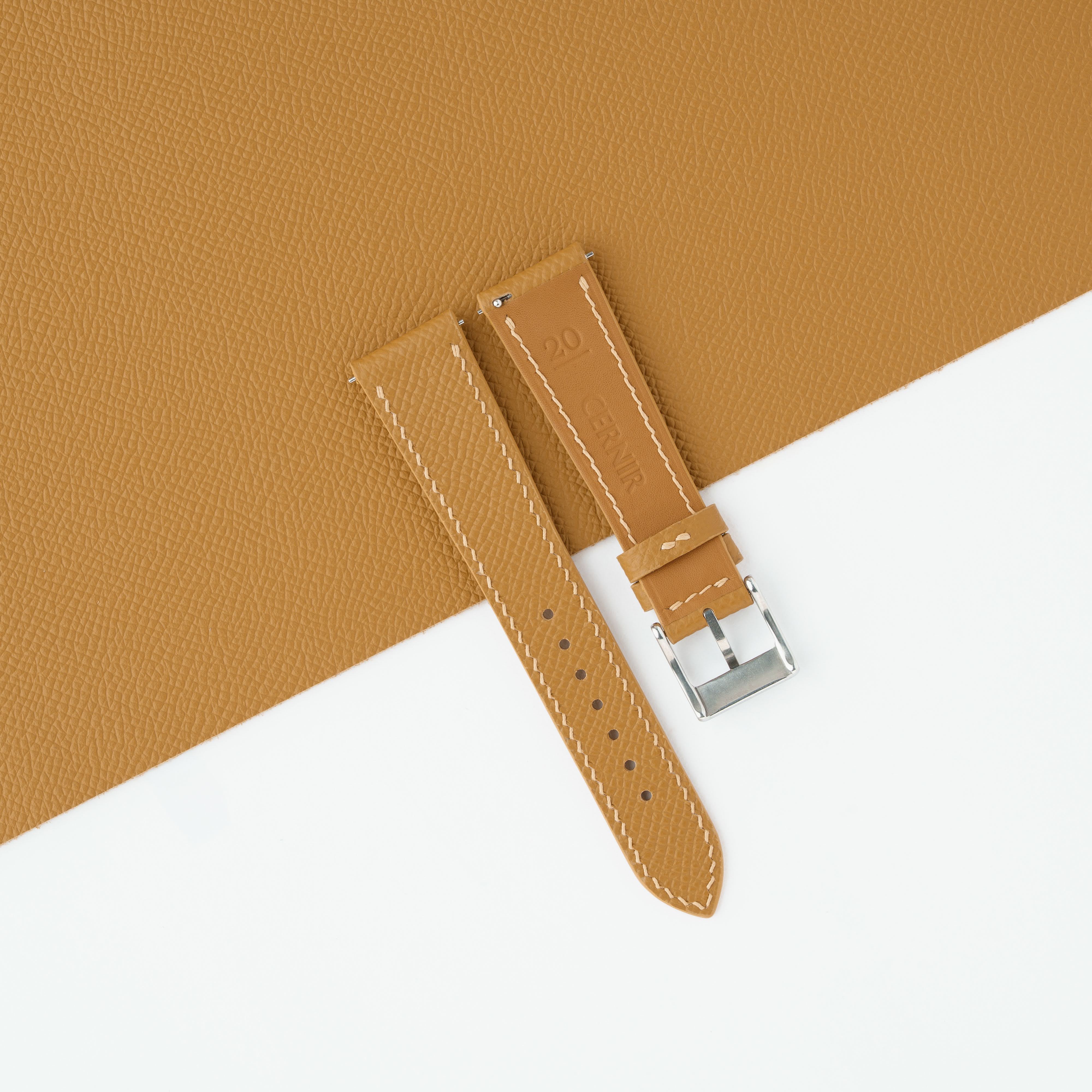 Tan Epsom Leather Slim Watch Strap