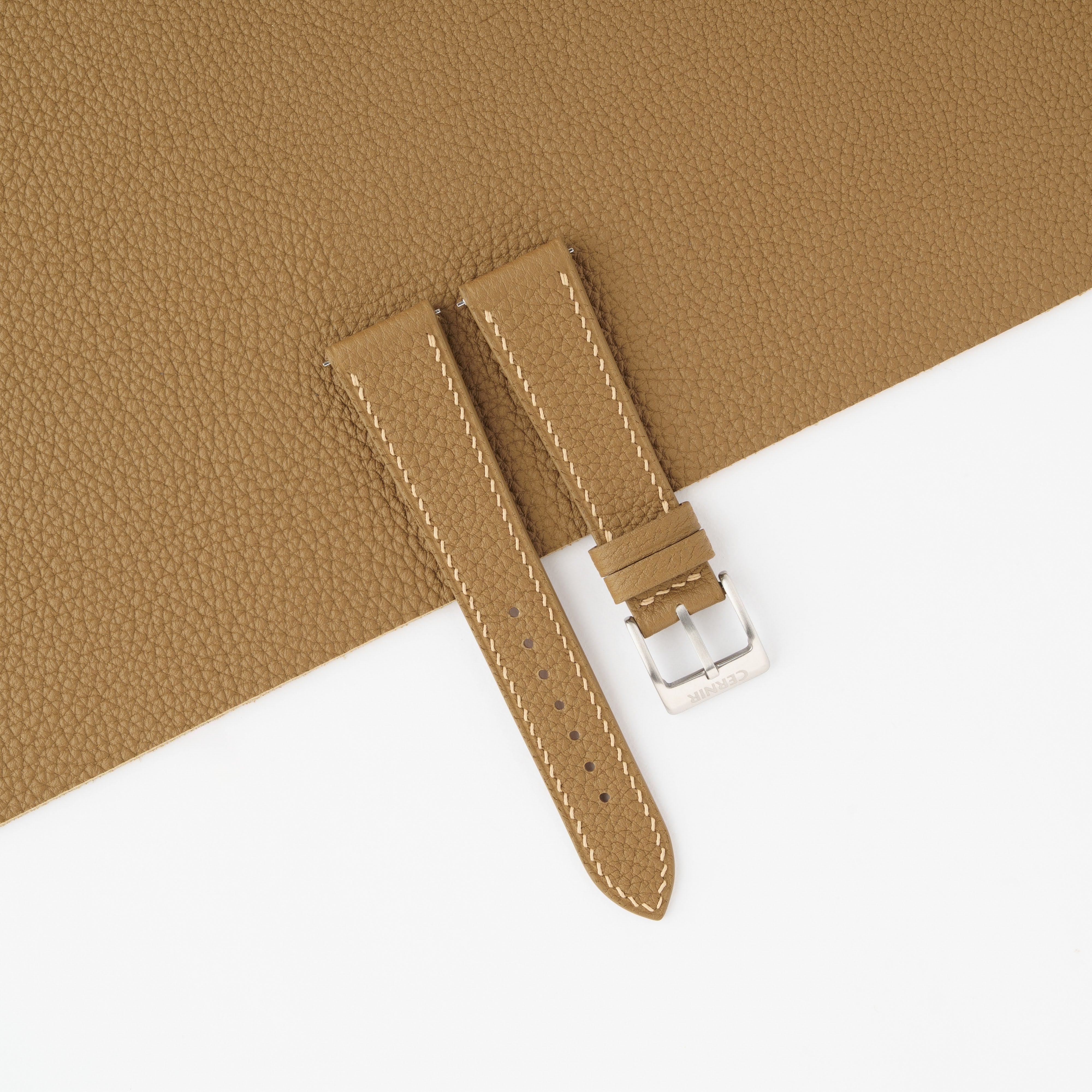 Tan Togo Leather Slim Watch Strap