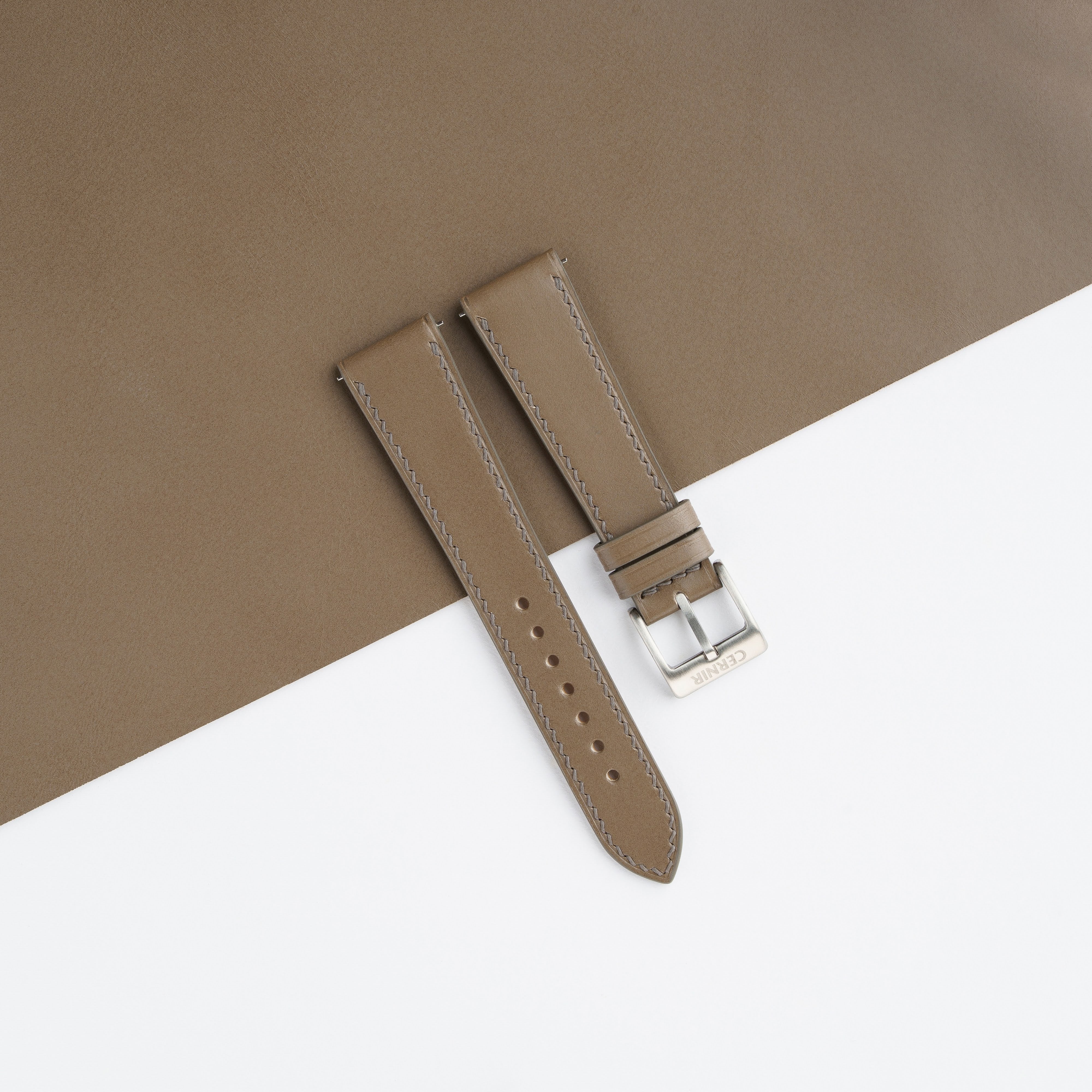Taupe Buttero Leather Slim Watch Strap