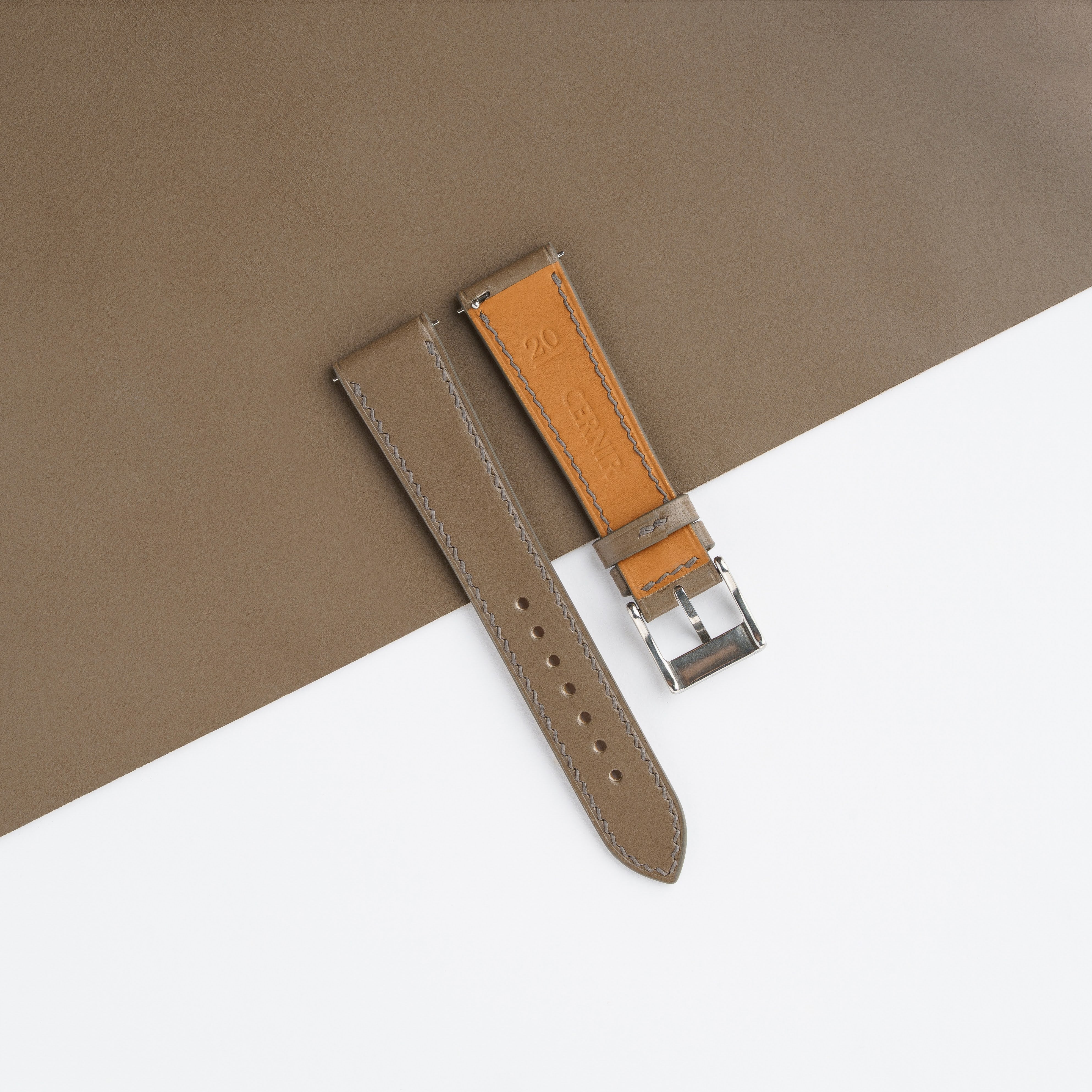 Taupe Buttero Leather Slim Watch Strap
