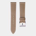 Taupe Epsom Leather Watch Strap - Slim - Cream Stitch