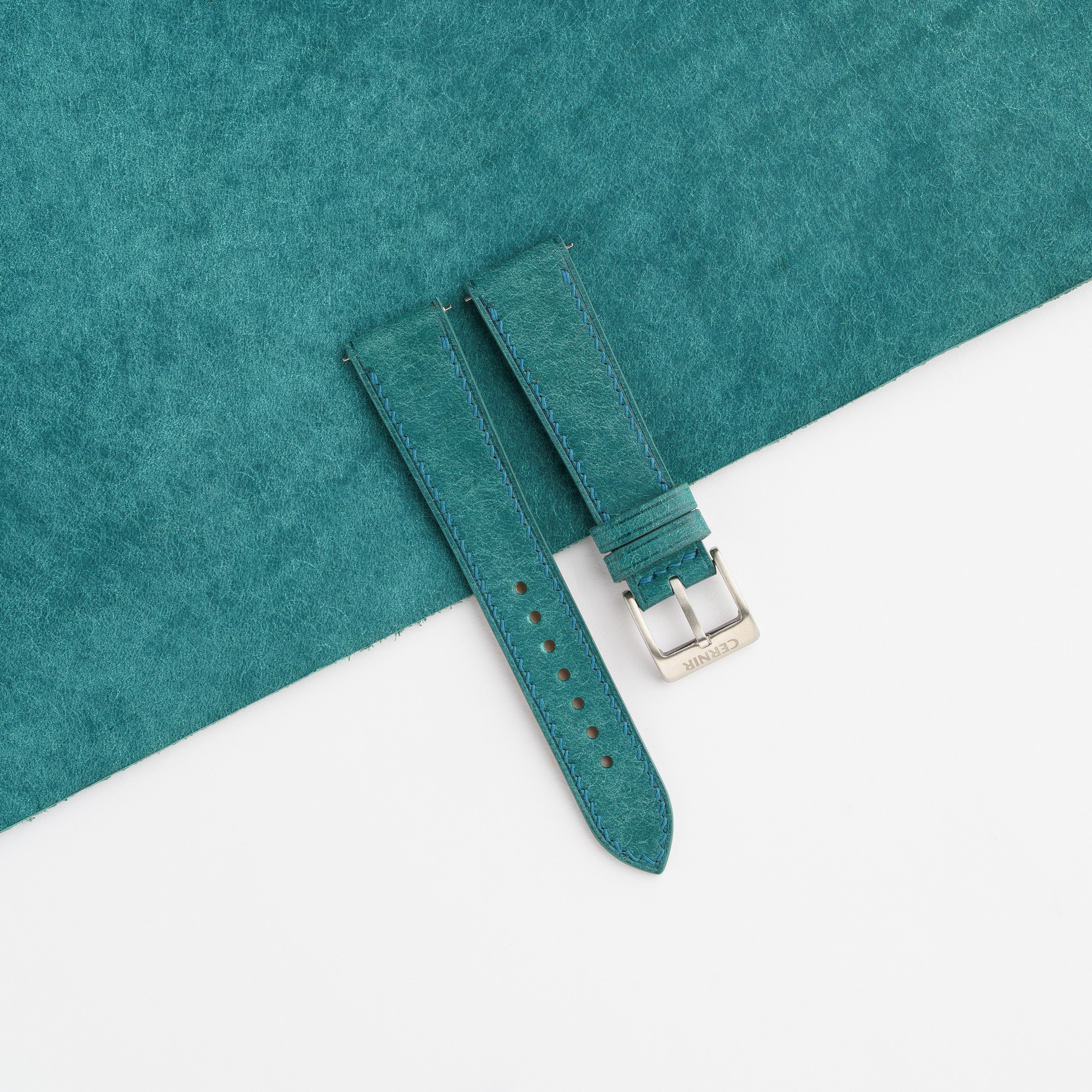 Turquoise Pueblo Leather Slim Watch Strap