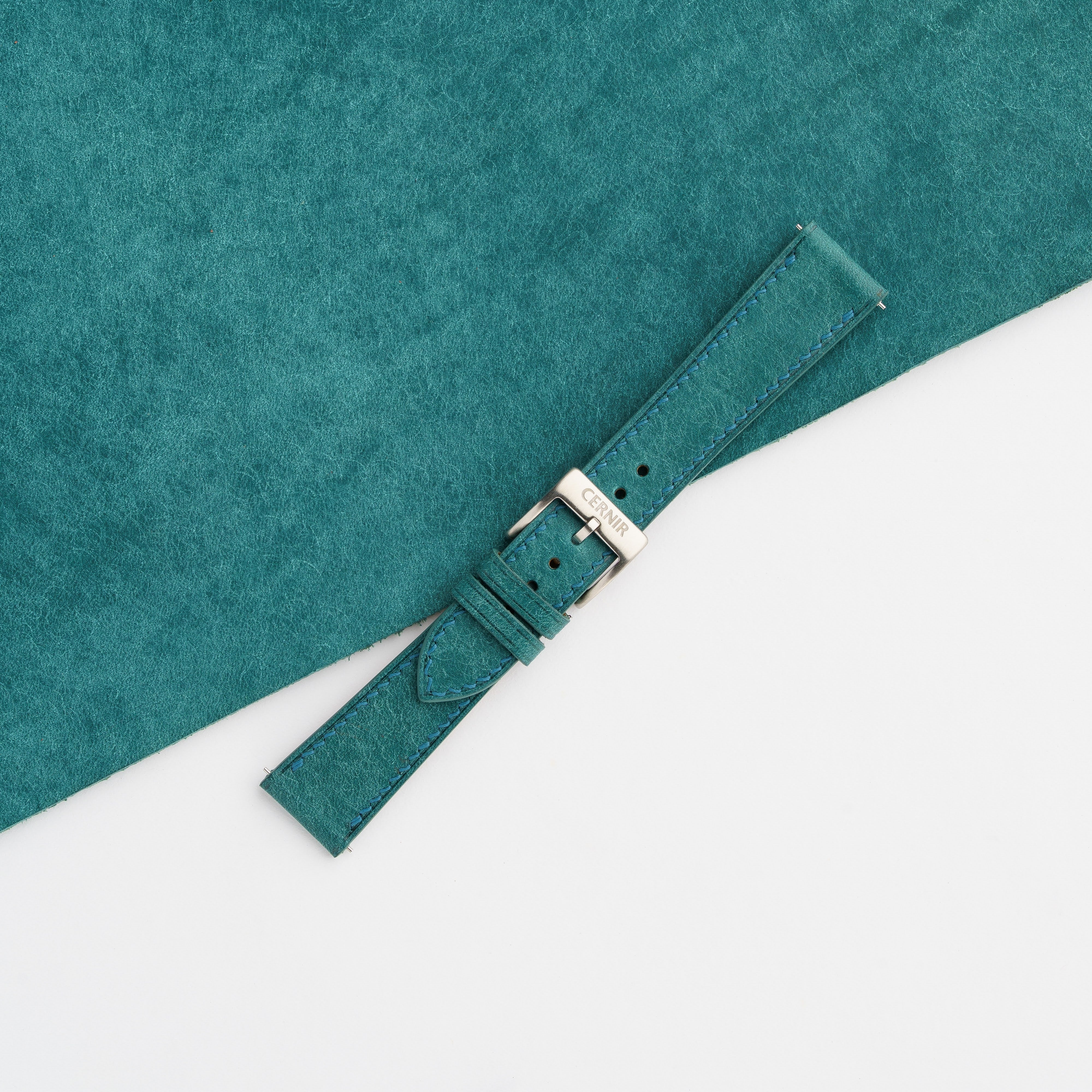 Turquoise Pueblo Leather Slim Watch Strap