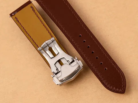 Butterfly clasp shown open on the strap