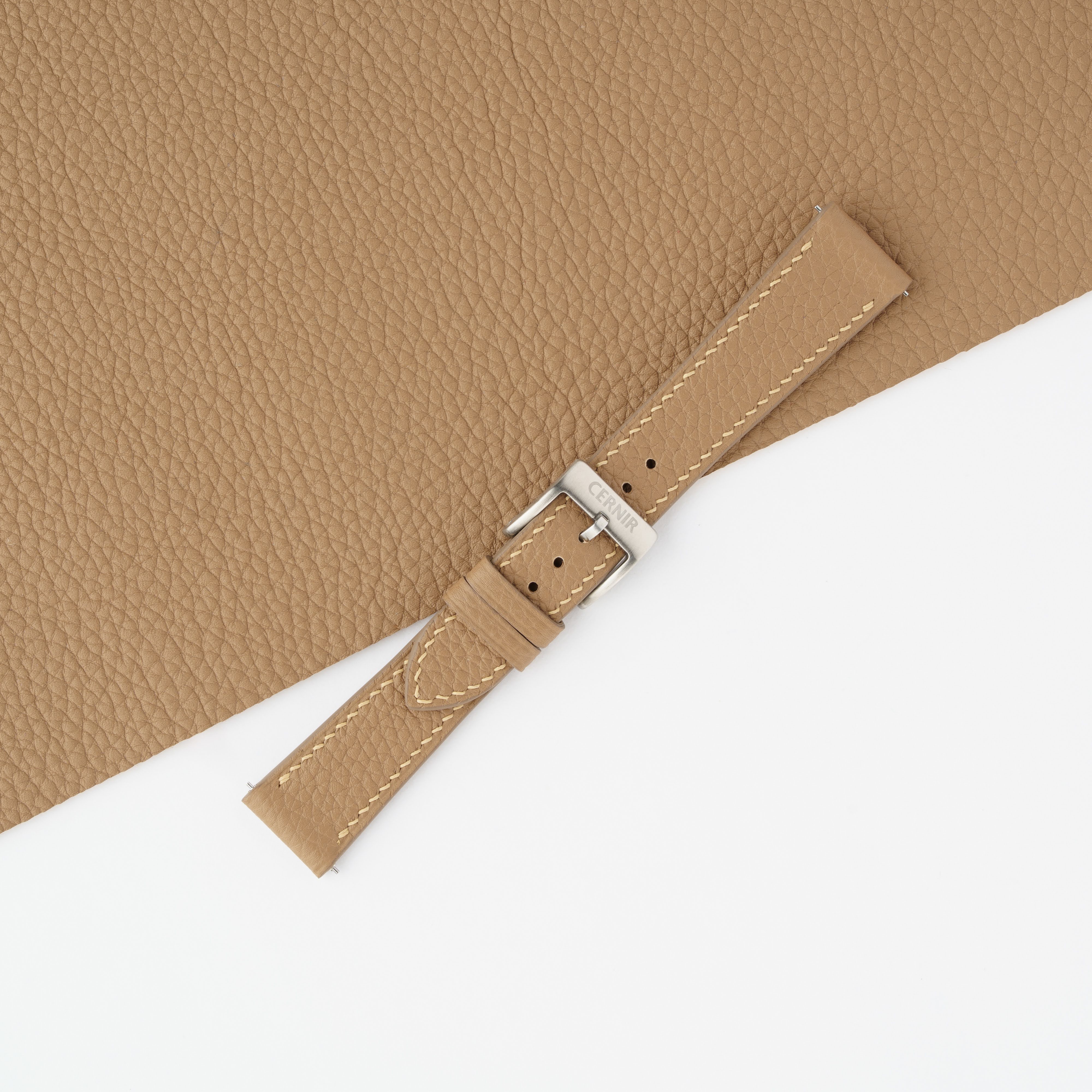 Beige Togo Leather Slim Watch Strap
