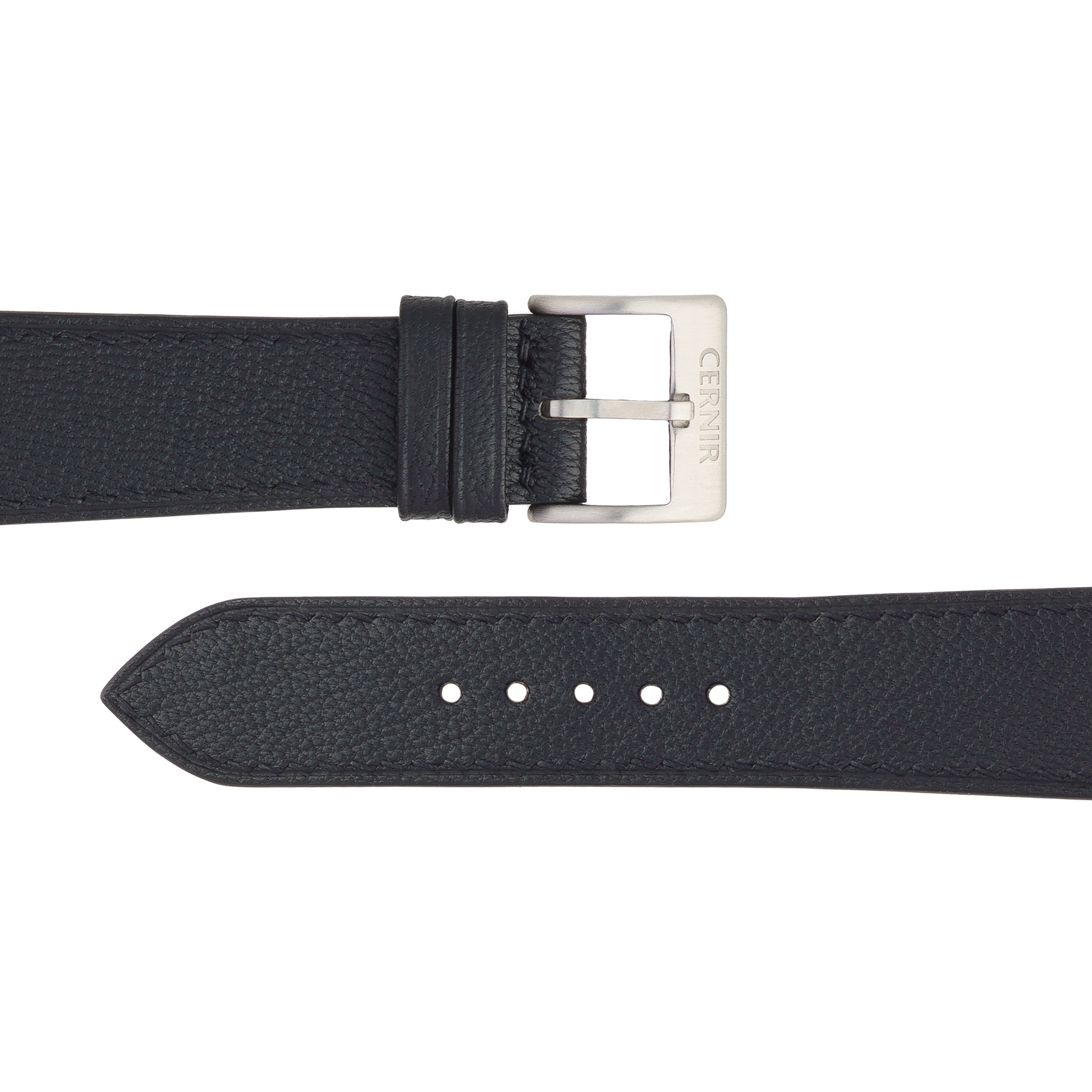 Black Alran Chevre Sully Leather Slim Watch Strap
