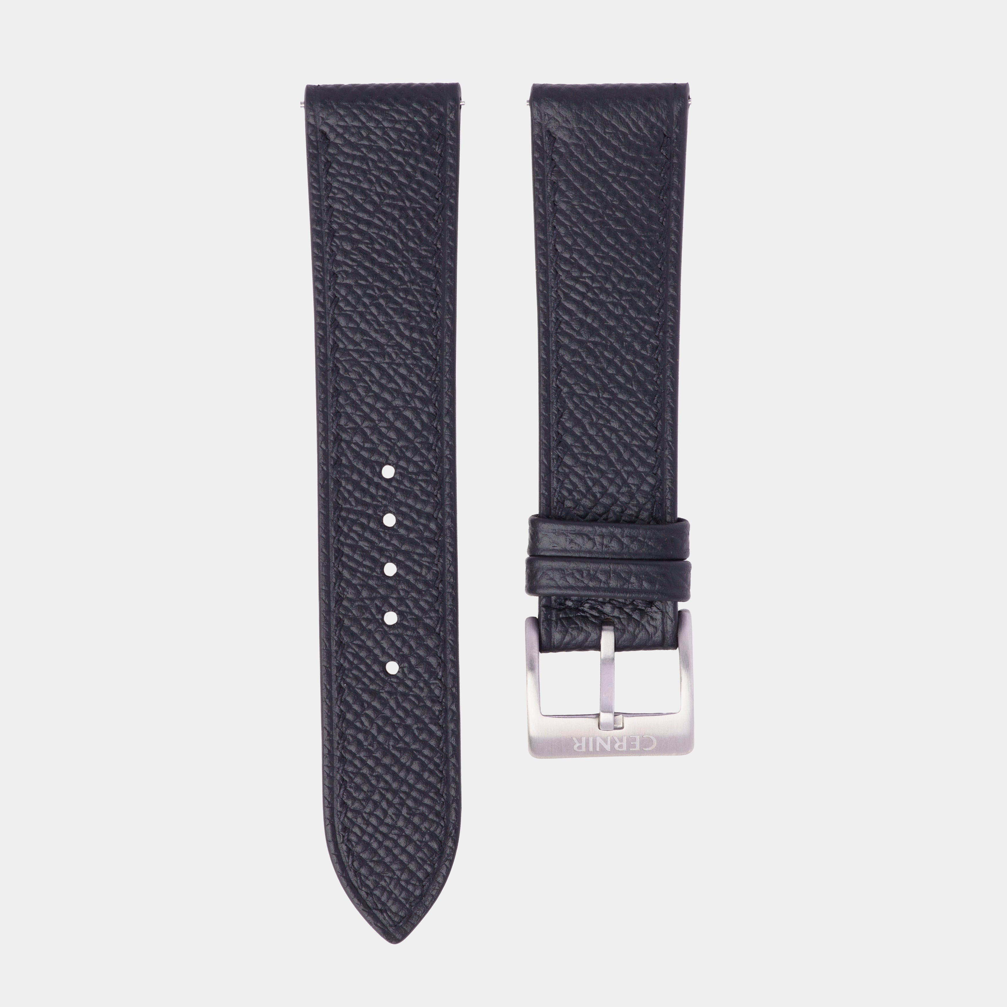 Black Epsom Leather Slim Watch Strap