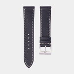 Black Epsom Leather Watch Strap - Slim - Cream Stitch