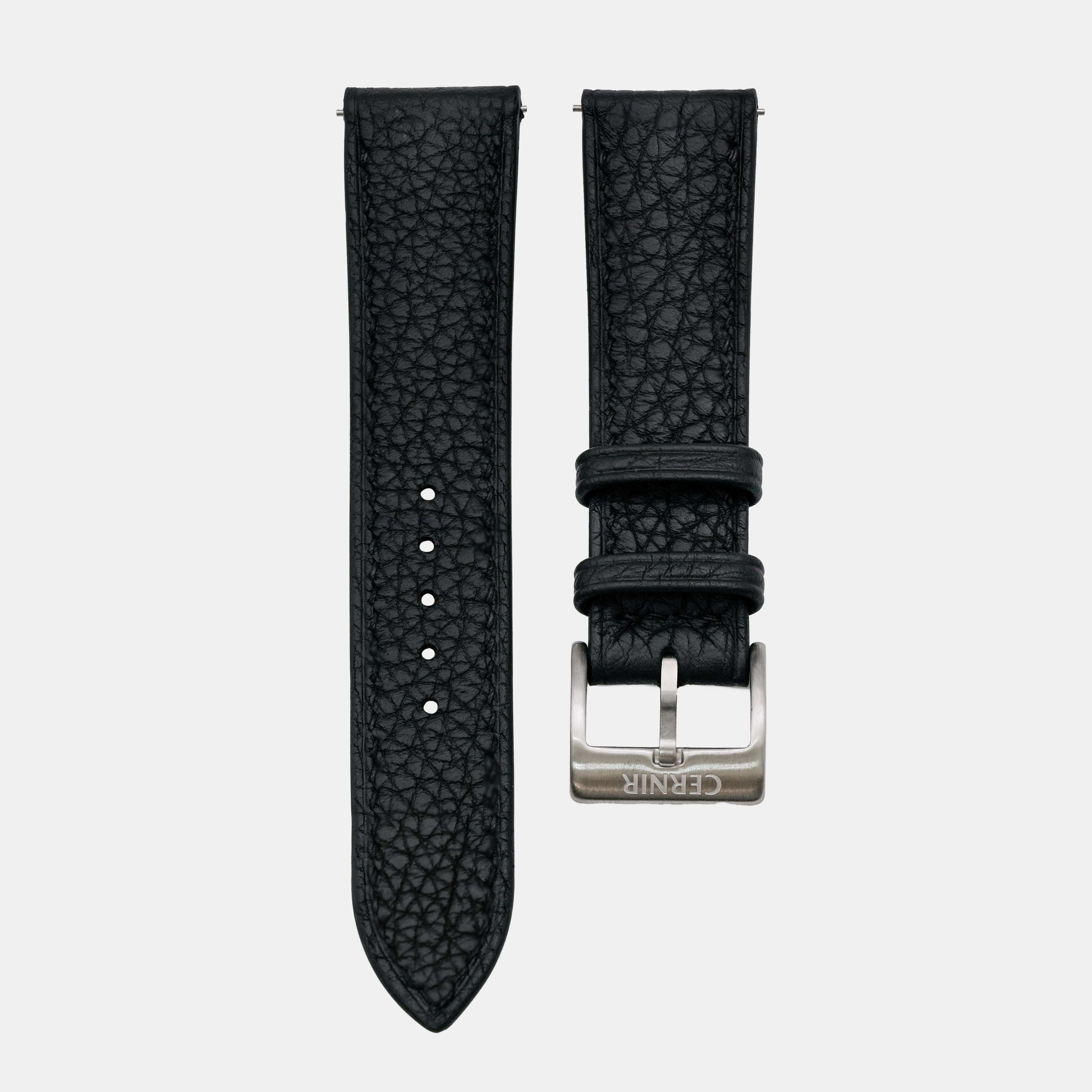 Black Togo Leather Paddle Watch Strap