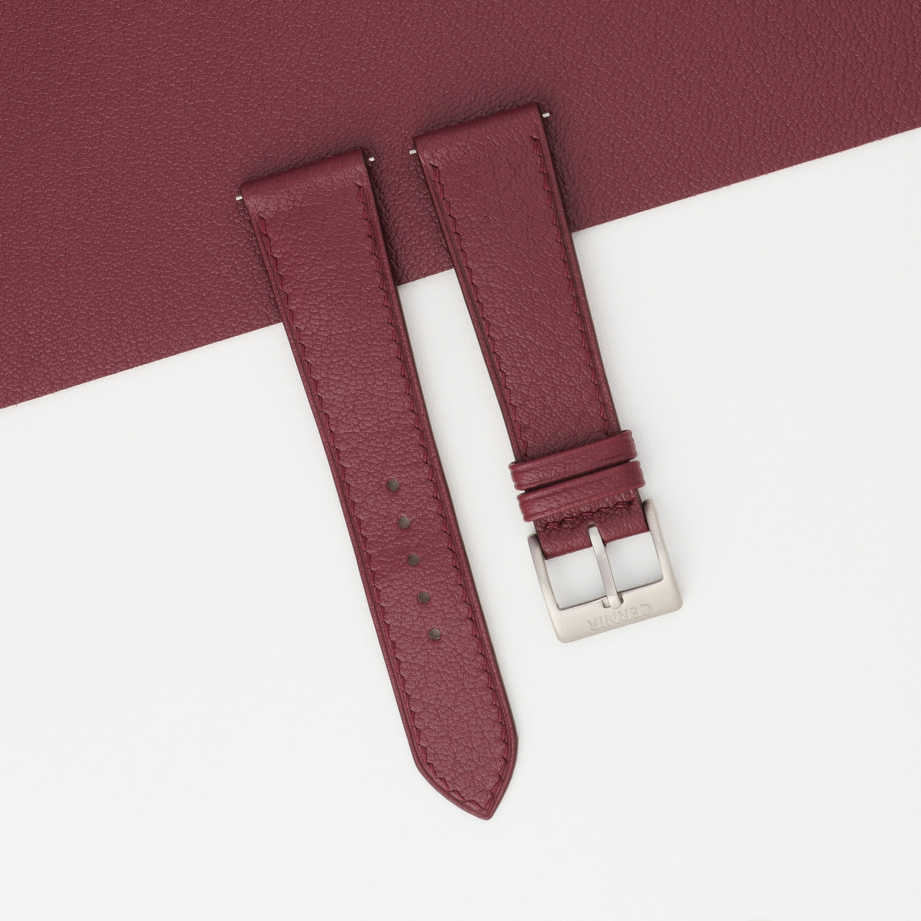 Bordeaux Alran Chevre Sully Leather Slim Watch Strap