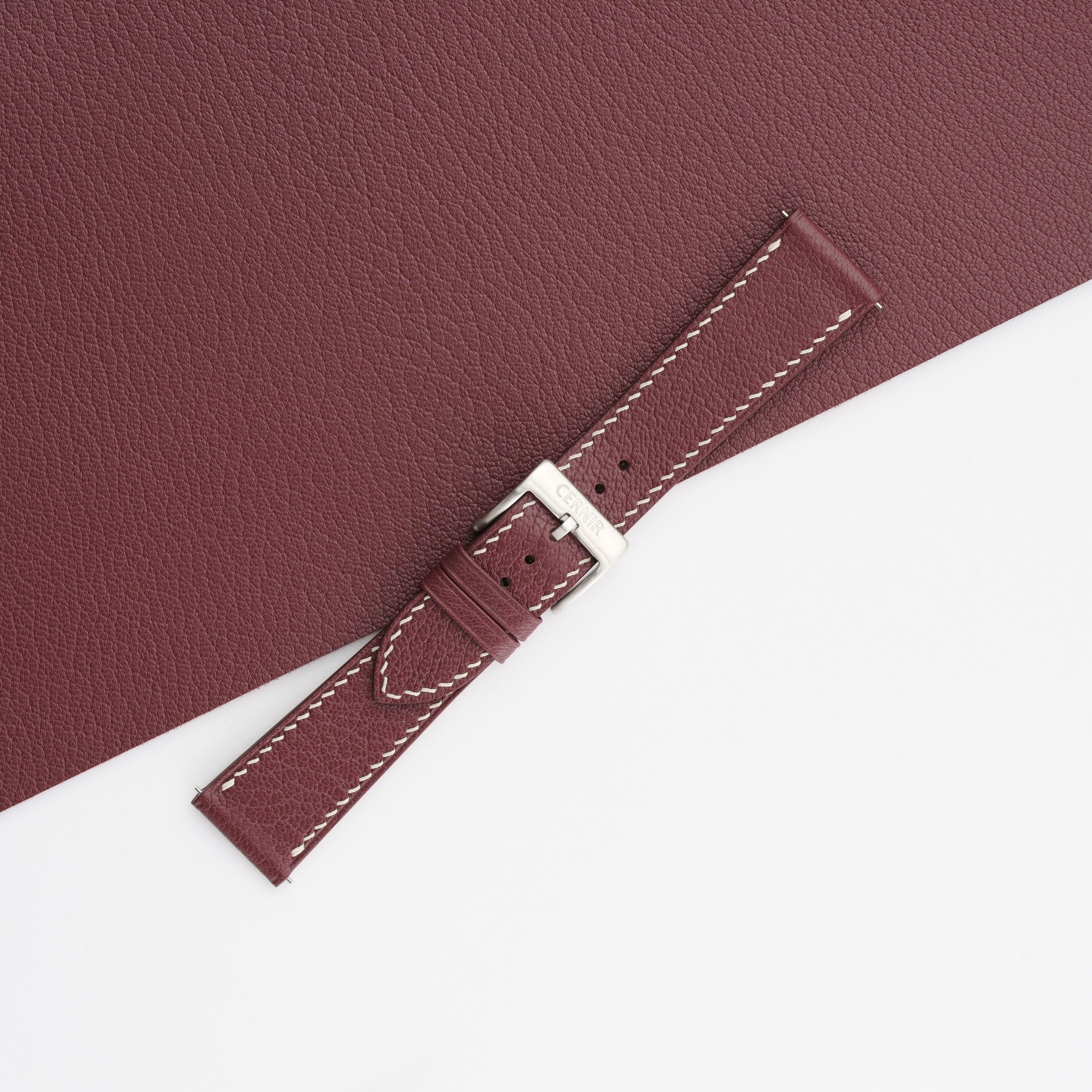 Bordeaux Alran Chevre Sully Leather Slim Watch Strap